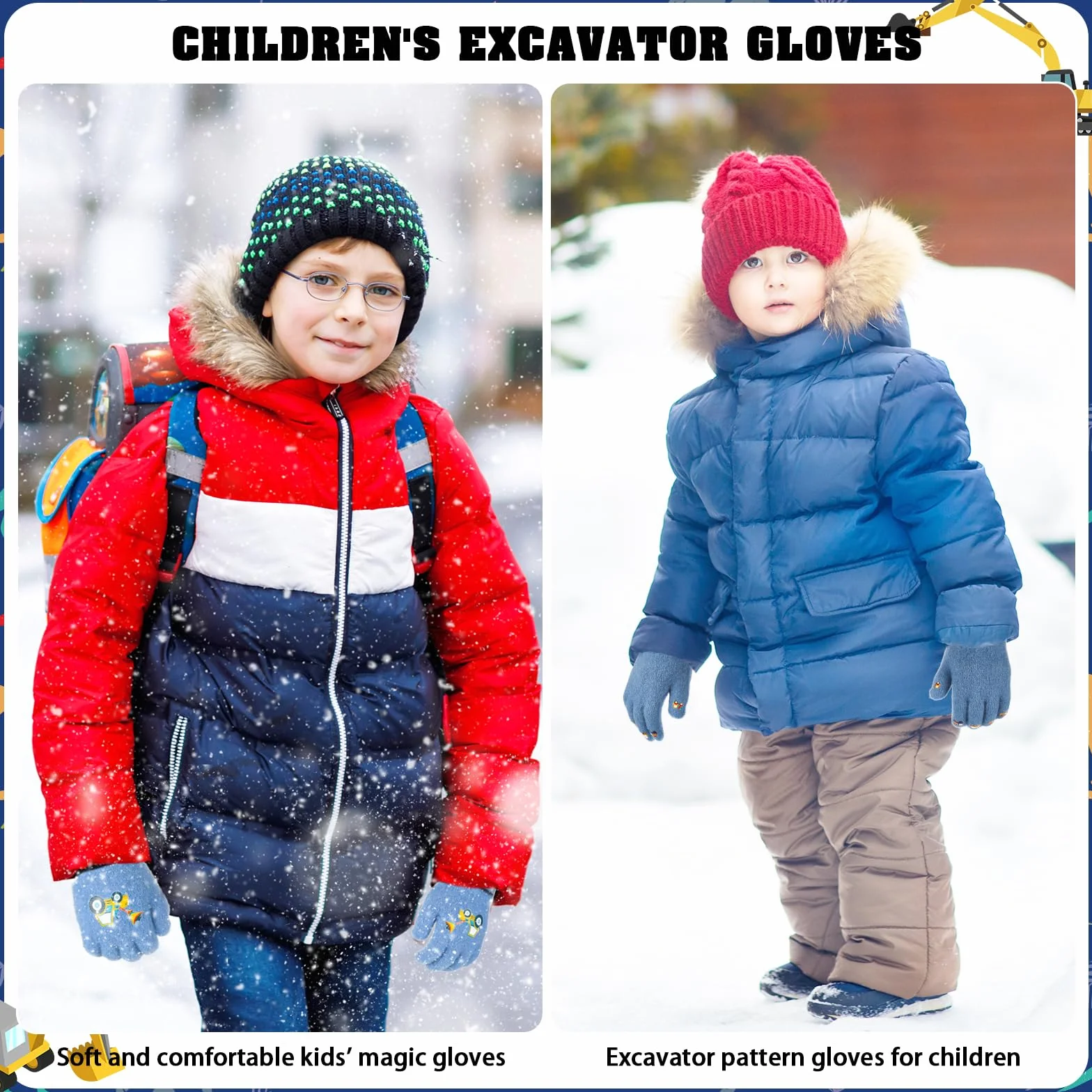 Gants magiques pour enfants lot de 3 paires mitaines thermiques d'hiver extensibles rayures 1-5 ans