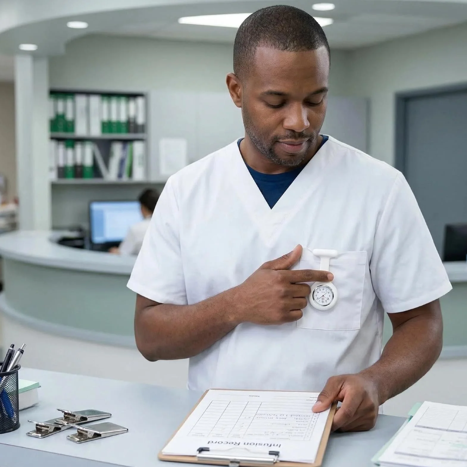 Montre à Gousset d’Infirmière en Silicone avec Broche pour Contrôle des Infections
