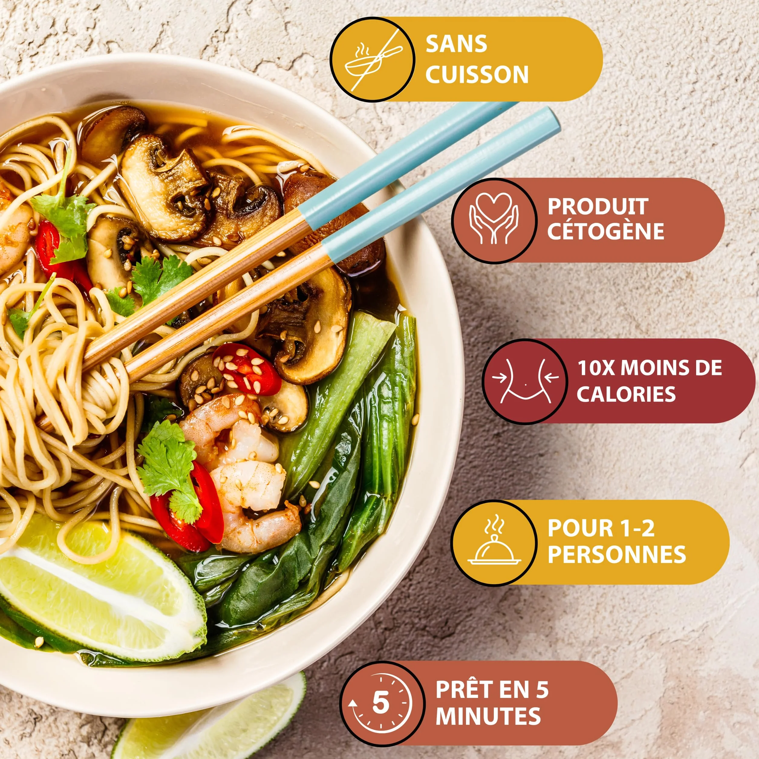 LÏV Happy Food - Trio Nouilles de Konjac, Spaghetti & Riz, 6x200g, Premium