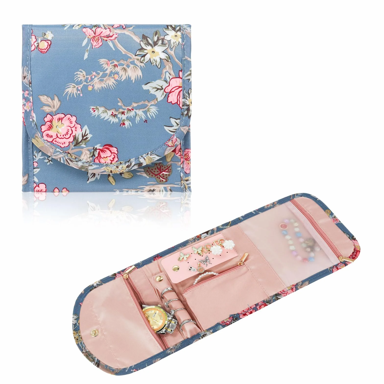 AfitLulu Organisateur de bijoux de voyage pliable portable pour bagues boucles d'oreilles colliers bracelets