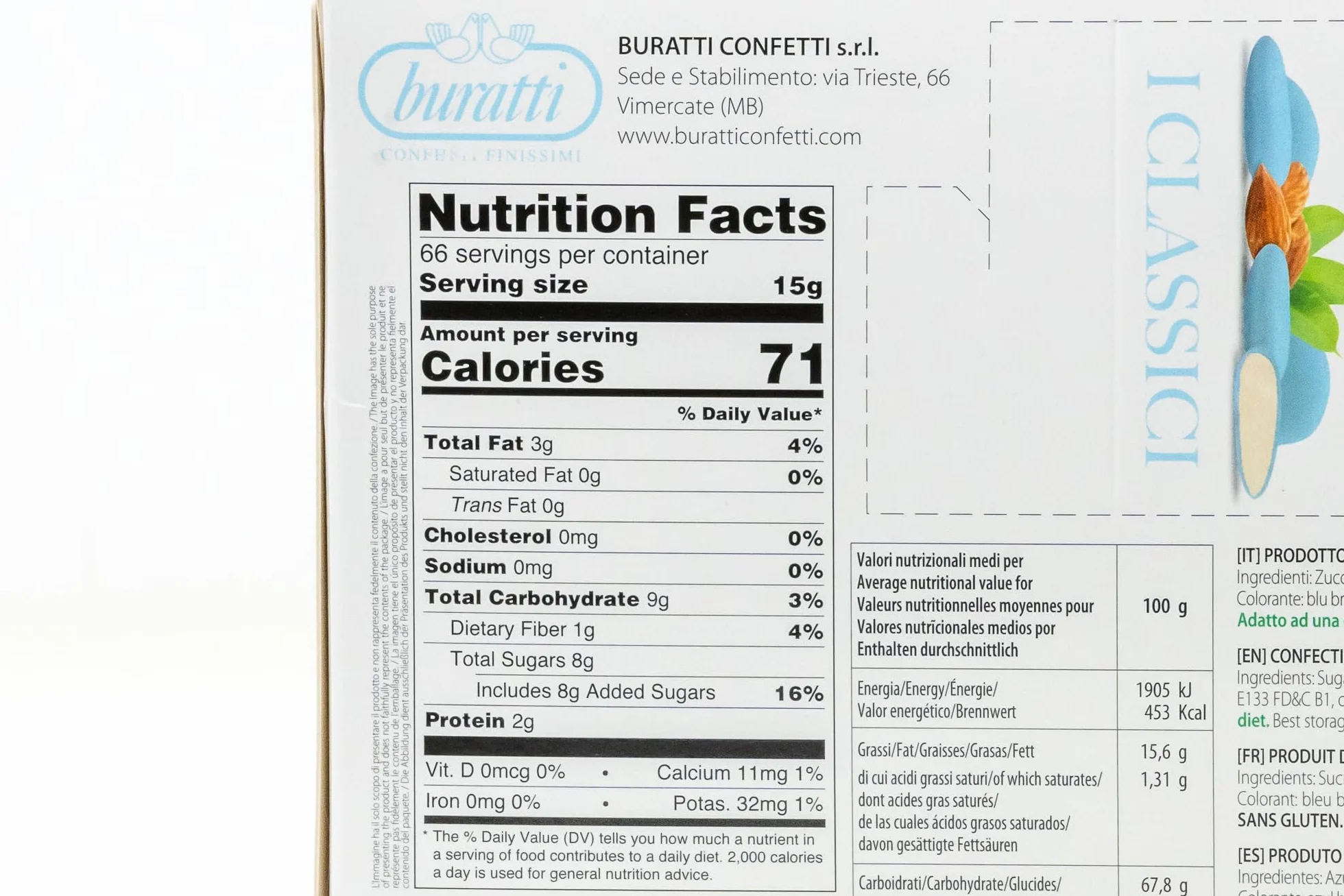 Buratti Confetti Dragées à l'amande Entière Bleues 1 Kg