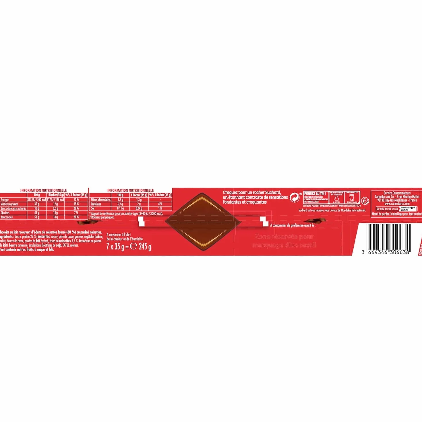 Suchard Rochers Chocolat au Lait - le Sachet de 7, 245g