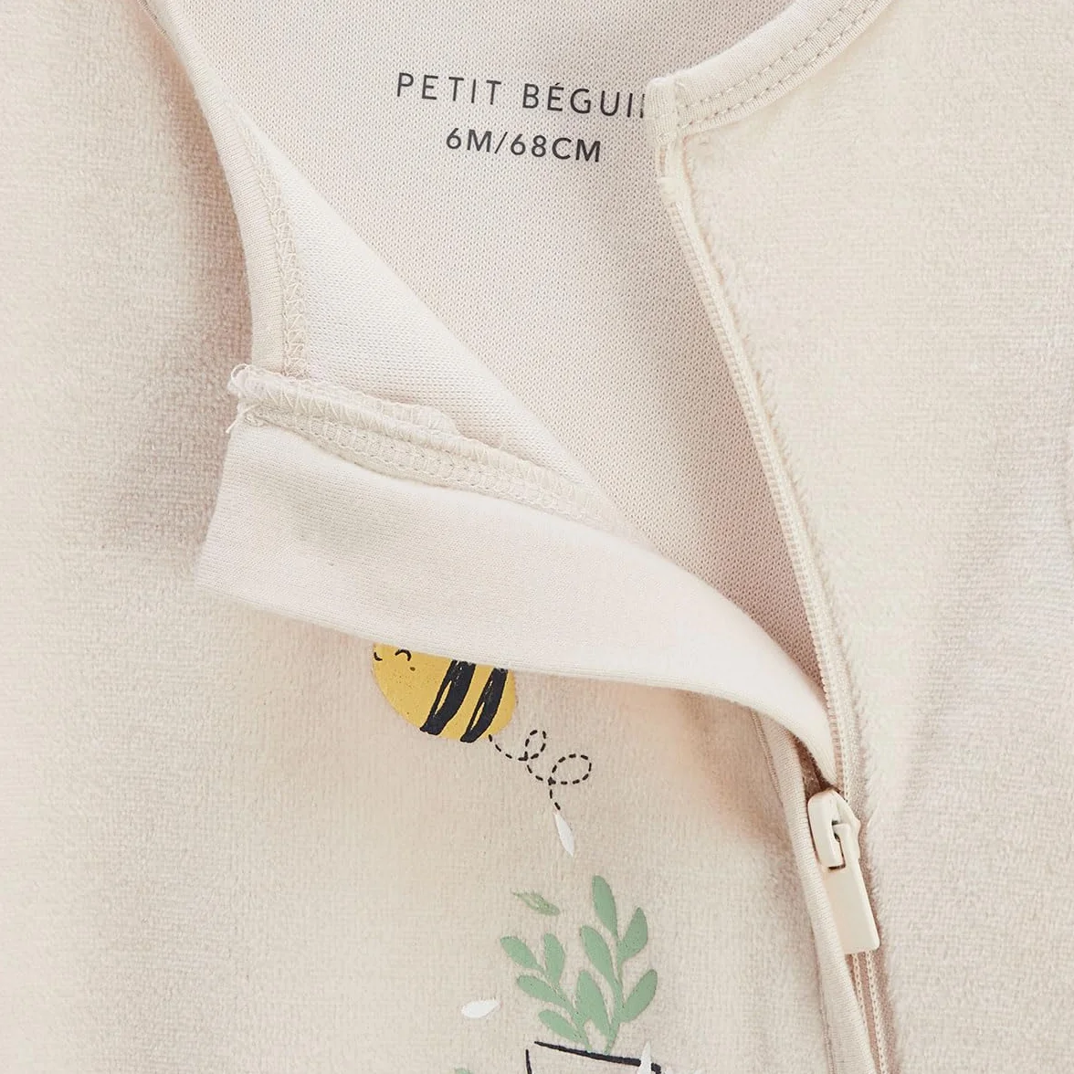 Petit Béguin Pyjama bébé velours ouverture zippée Eden