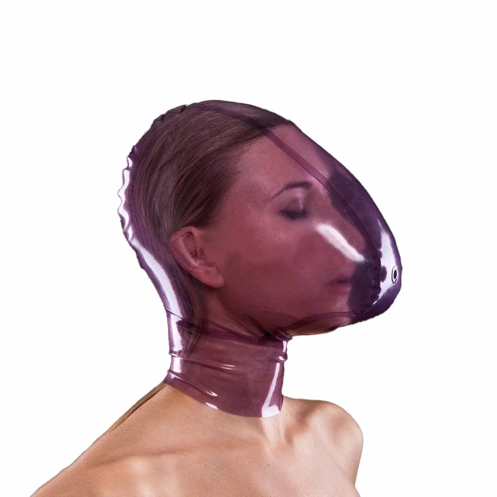 Masque complet BDSM en latex avec poches respiratoires et fermeture à glissière pour fêtes, cosplay