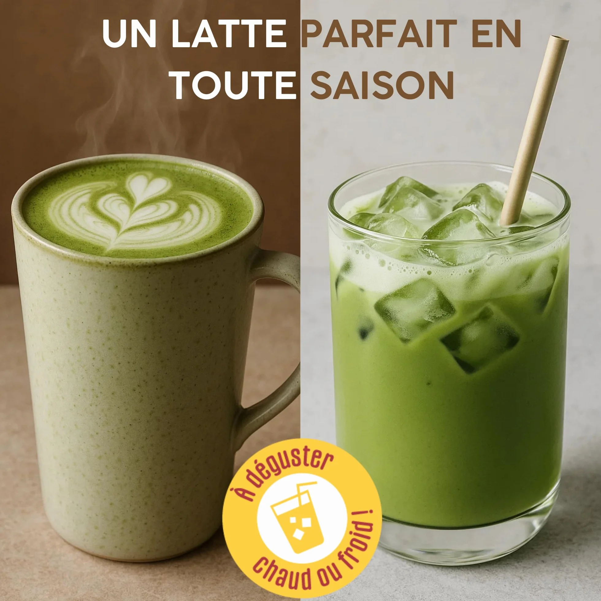 YUMISTA - Matcha Latte Vanille Instantané Bio - Format 2 kg Thé Matcha Poudre et Lait d'Avoine Sans Gluten - Thé Vert Matcha Premium en Sachet - Boisson Vegan Onctueuse Rapide Chaude ou Glacée