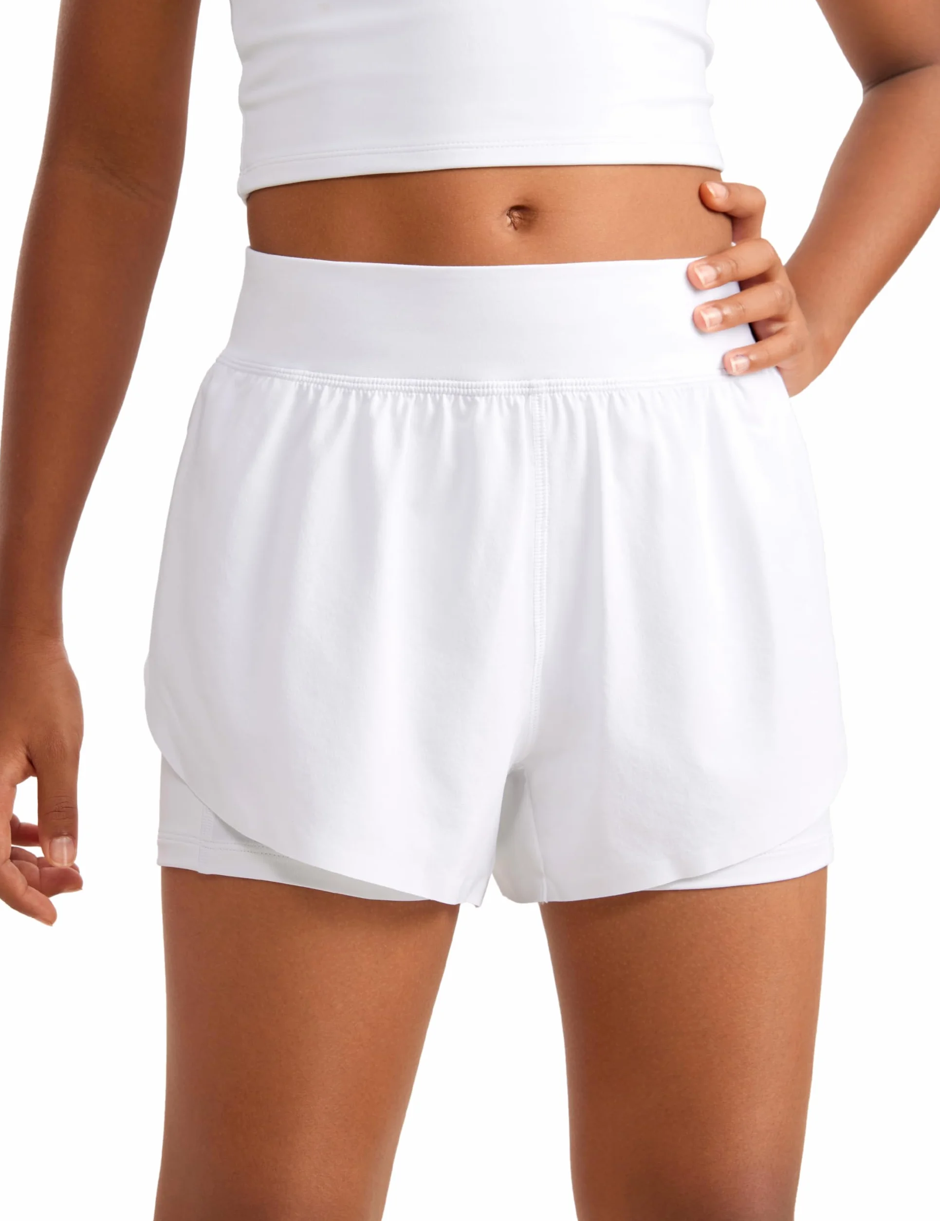 CRZ YOGA 2 in 1 Athlétique Courir Shorts Taille Haute Poches Tennis