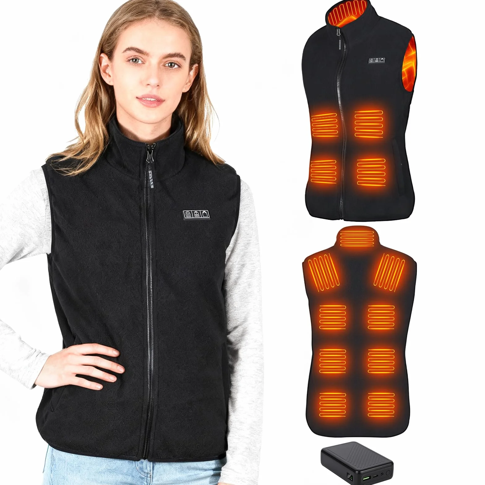Gilet Chauffant Électrique Homme Femme 20000mAh 13 Zones 3 Modes USB Lavable