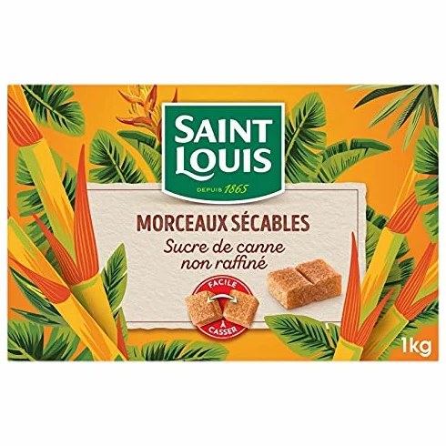 SAINT LOUIS | Morceaux Sécables Sucre De Canne 1Kg | Lot De (3) | livraison offerte