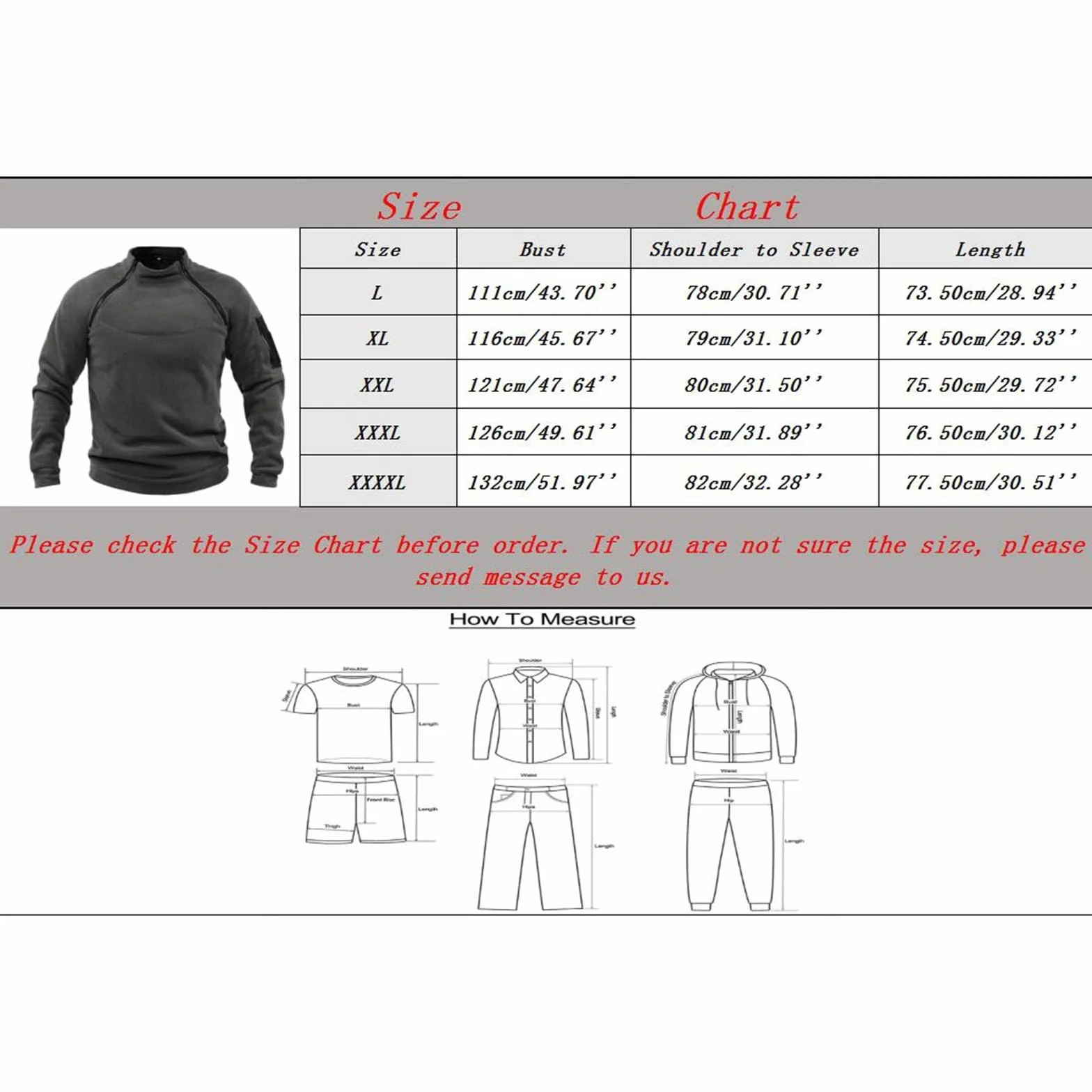 Polaire Veste Militaire Hommes Tactique Chaud Zippé Sweatshirt sans Capuche Coupe-Vent