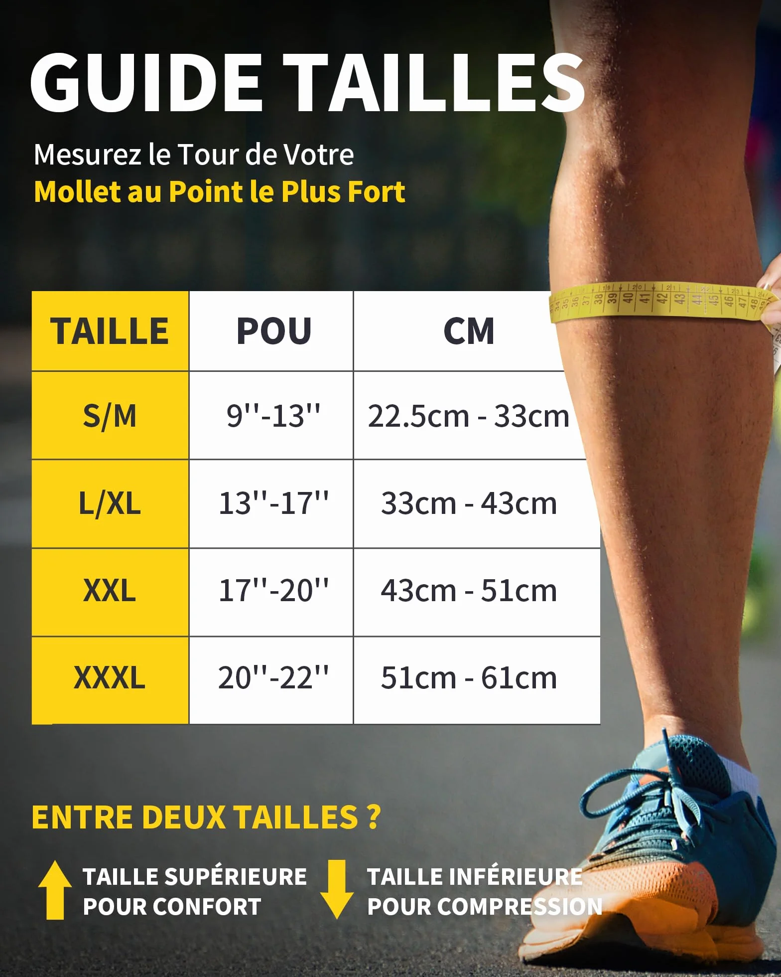 CAMBIVO Manchon Compression Mollet 2 Paires, Bas de Contention sans Pied pour Circulation Sanguine