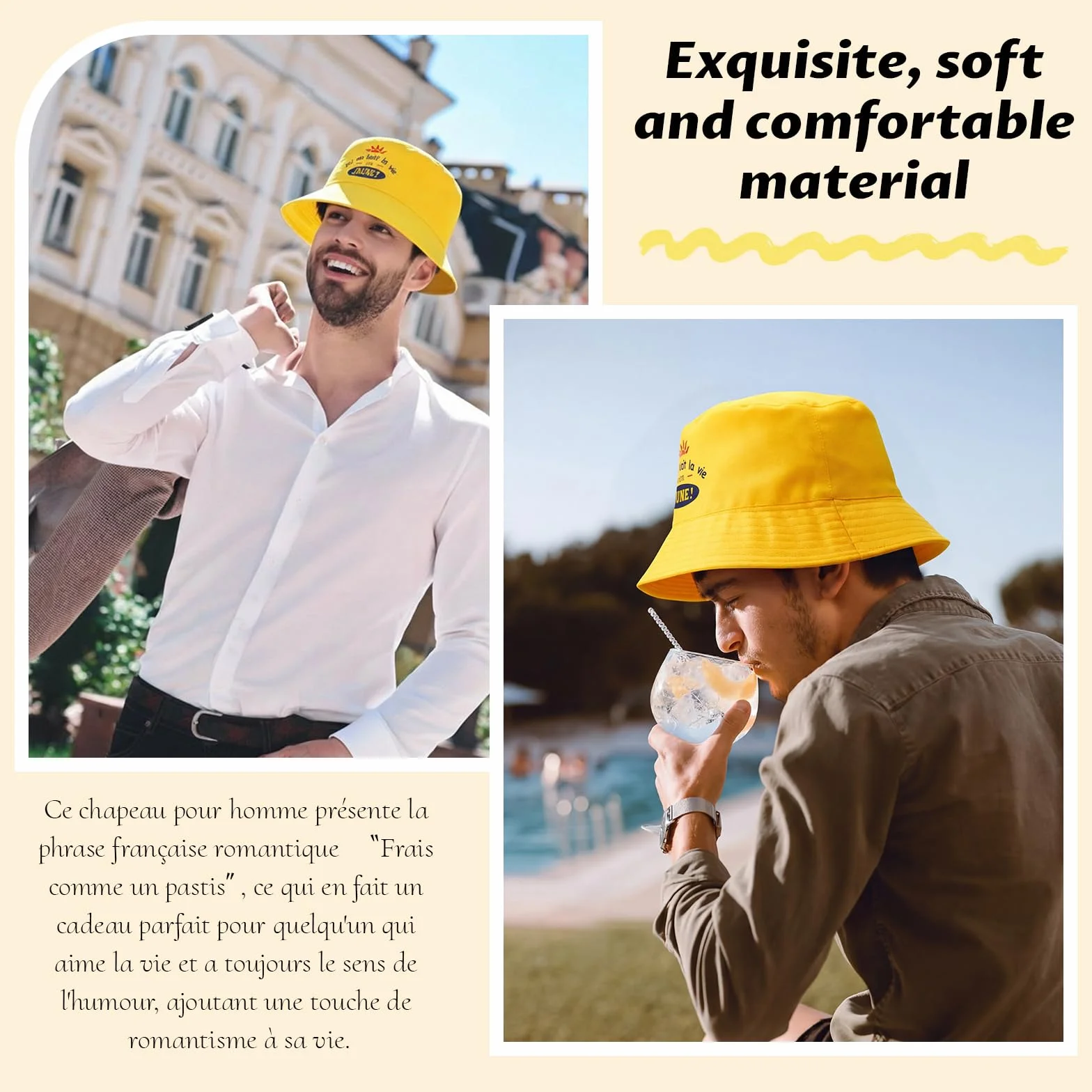 Geyoga Bob Jaune Chaussettes Rigolotes Frais Comme un Pastis Taille 39-46 Set Cadeaux Humour Hommes