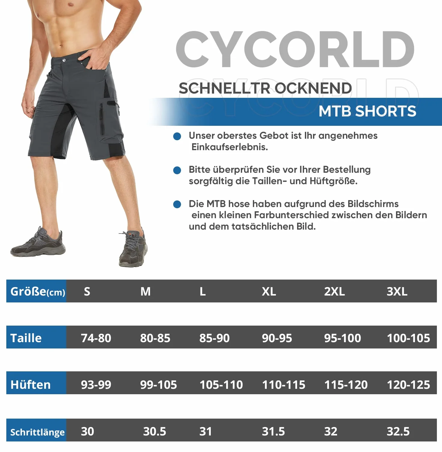 Cycorld Pantalon VTT Homme Séchage Rapide Rembourrage Siège Élastique Vélo