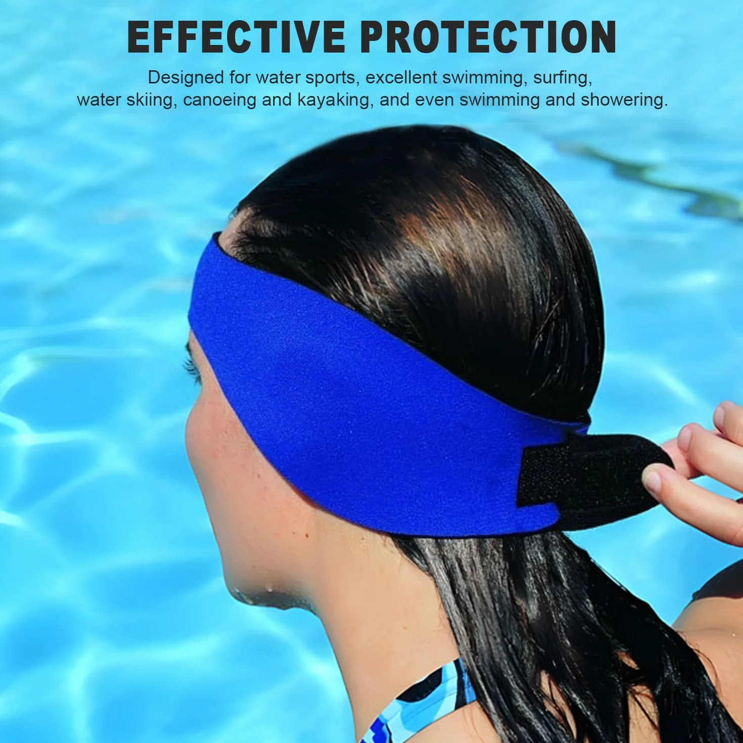 Bandeau de Natation Néoprène Imperméable Élastique Enfant Adulte Bleu Violet L