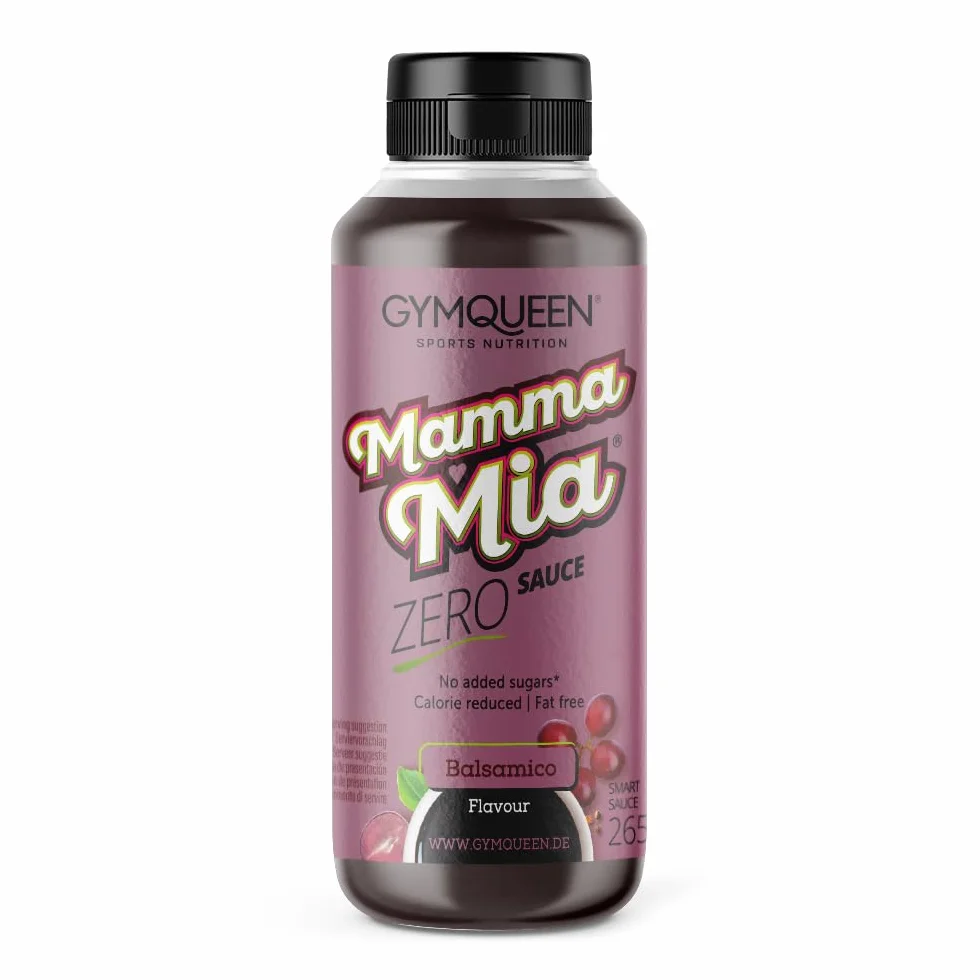 GymQueen Mamma Mia Sauce Zero 265 ml, faible en calories et sans graisse, pour affiner les plats ou comme vinaigrette, végétarien, Balsamico