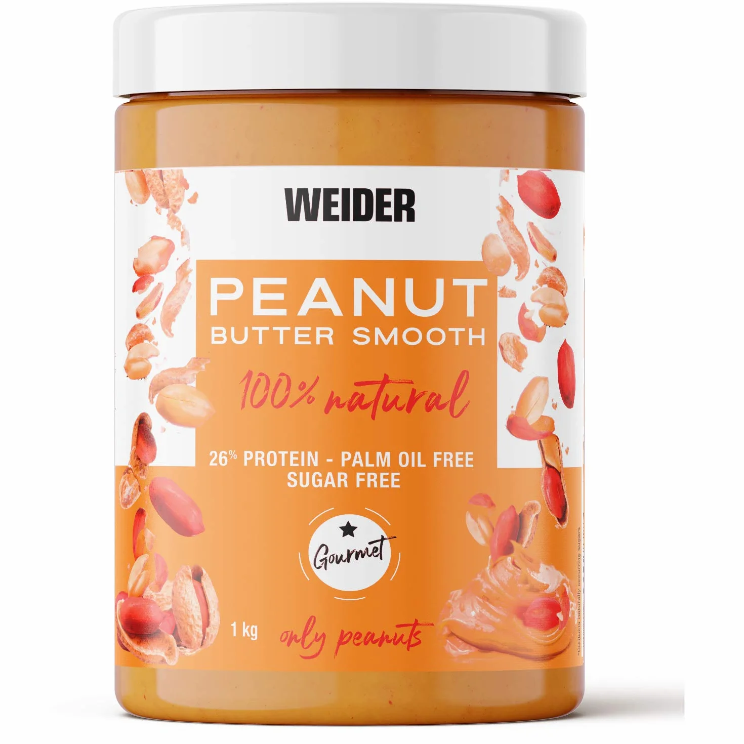 Weider Pack Duo Peanut Butter Smooth (2x1kg) Beurre de Cacahuète 100% Naturel 26% de Protéines Sans Sucre Ajouté Sans Huile de Palme Texture Crémeuse et Sans Morceaux