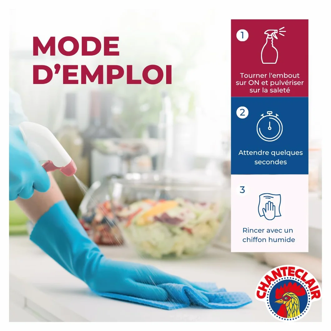 Chanteclair - Spray Dégraissant Universel Marseille, Idéaux sur Tout, Efficaces Partout, Fonctionne Tête en Bas - 12x 600 ml