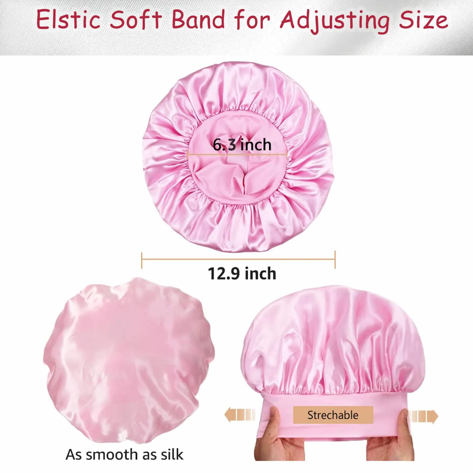 Bonnet Satin Cheveux Nuit 6 Pièces pour Dormir Protection Cheveux Longs Bouclés