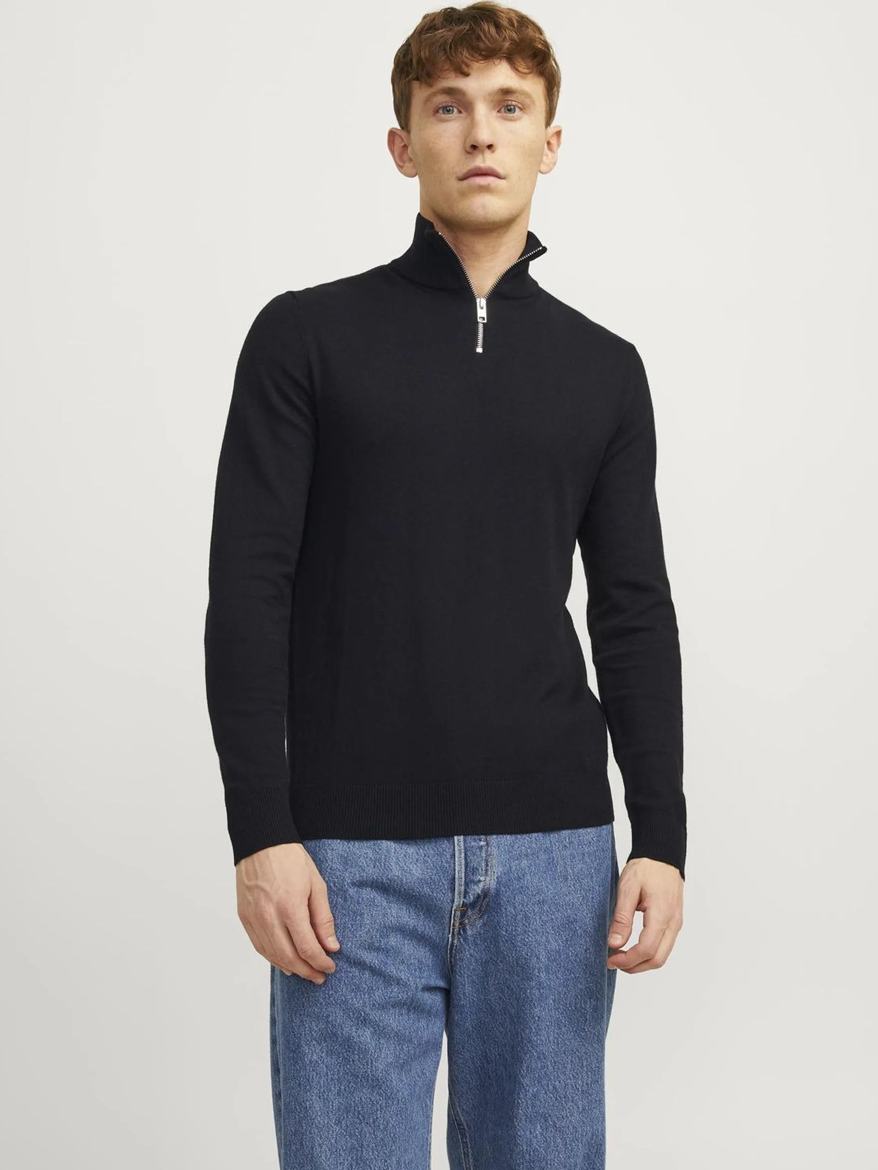 JACK & JONES Męska Kurtka z Ćwierćzamkiem Jednokolorowa
