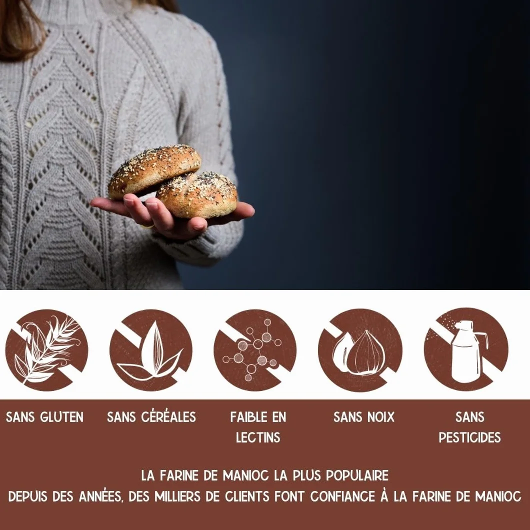 Ruut Farine de Manioc 1kilo / 100% Naturelle – Farine sans Gluten – Paléo, Végétalien – Cuisson sans Noix ni Céréales – Convient au Protocole AIP – Faible en FODMAP – Substitut farine sans Additifs
