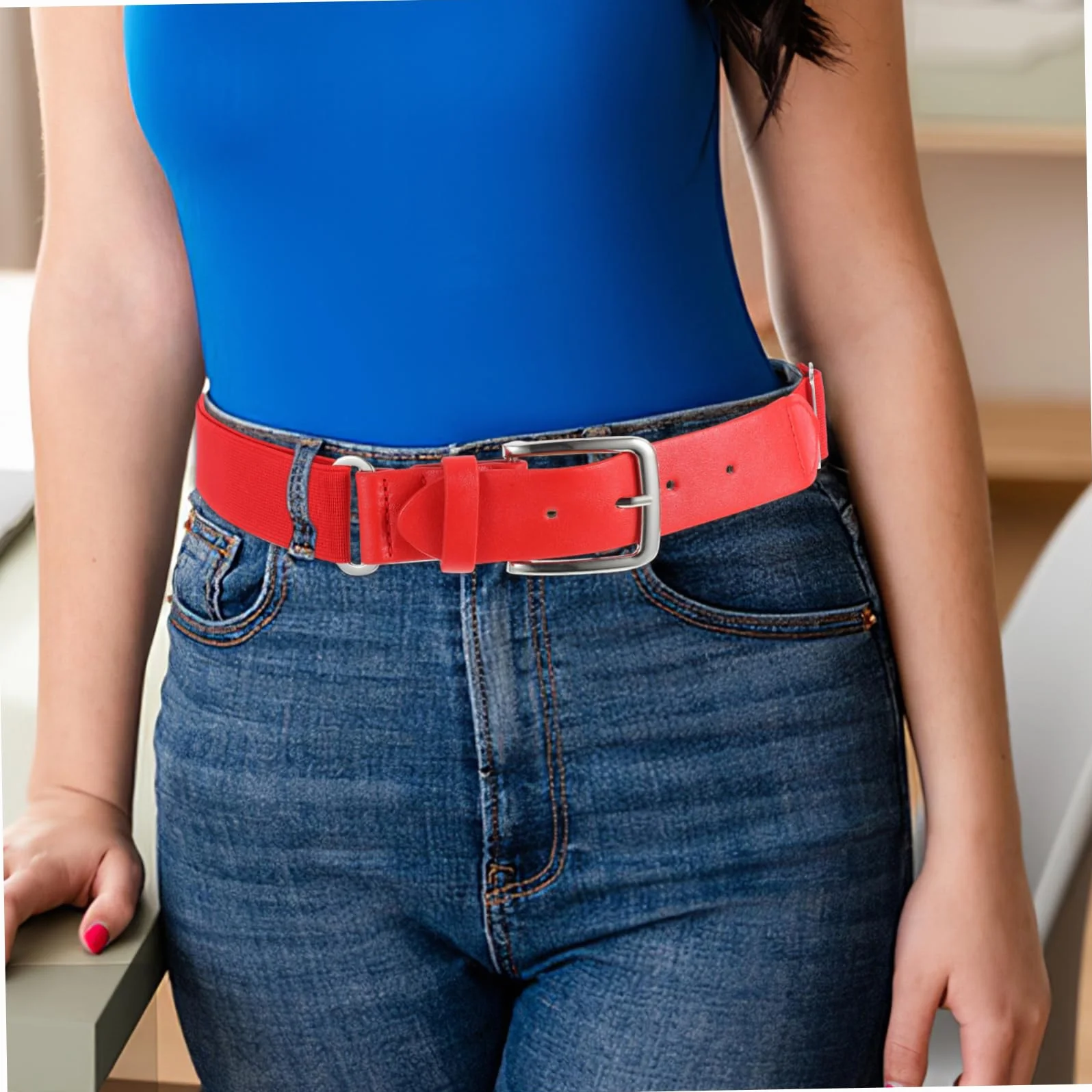 YARNOW Ceinture Élastique Pantalon Baseball Blanc Acier Homme
