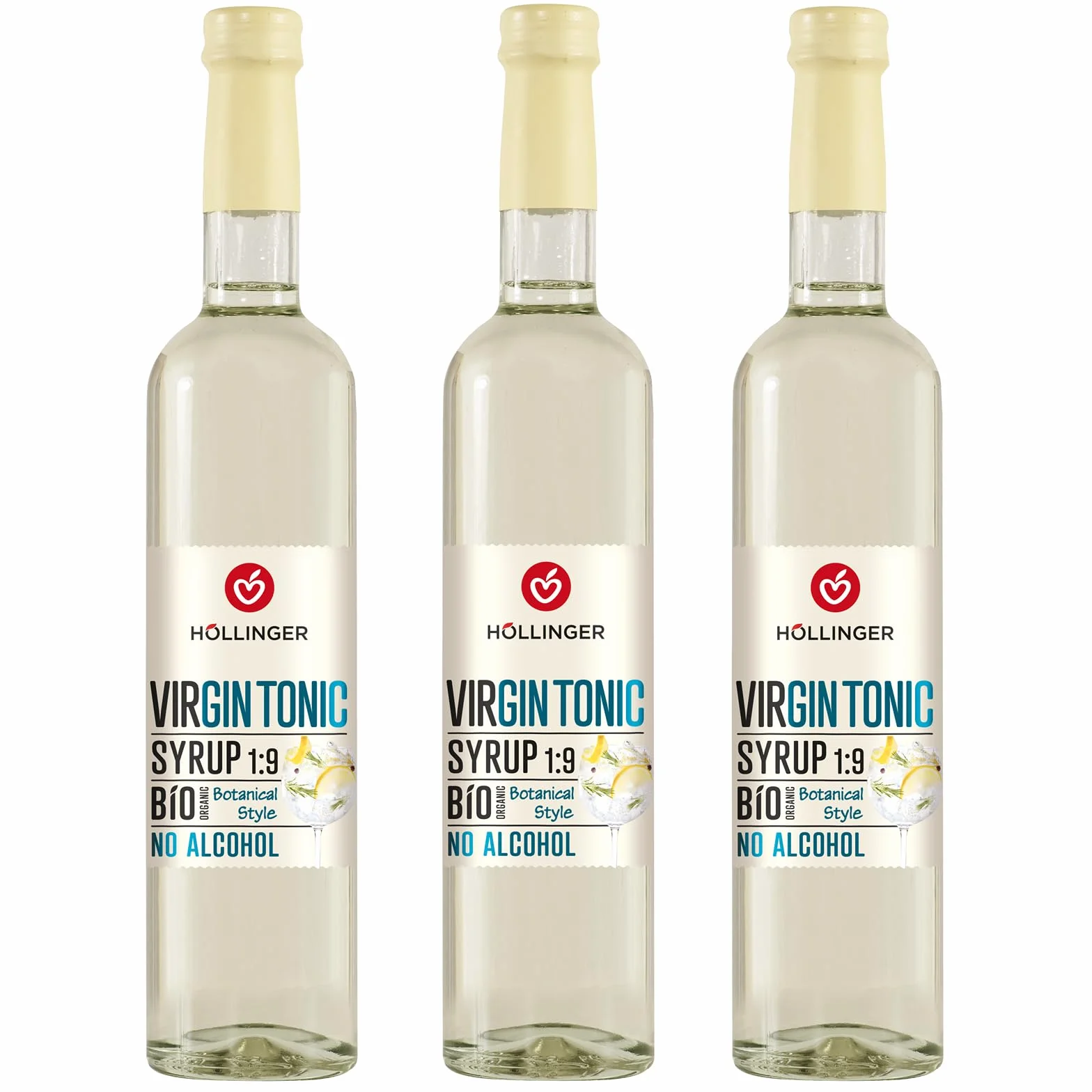 Höllinger sirop à cocktail bio Virgin Tonic - Vegan, bouteille en verre 3x500ml - cocktail sans alcool