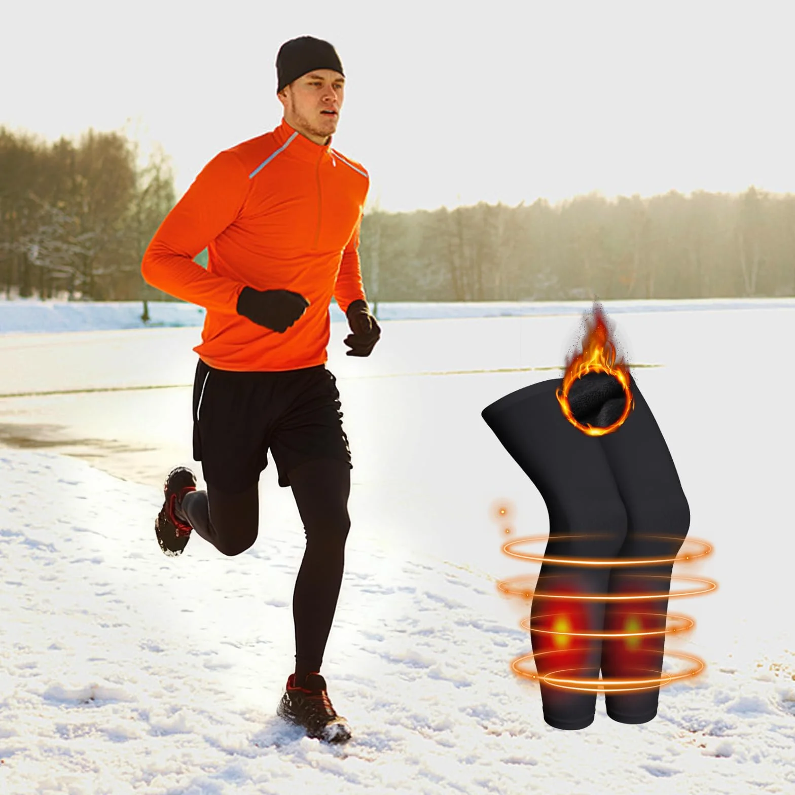 Manches de Compression de Jambes, Manchon de Jambe Pleine, Chaussettes d'Hiver Homme Femme pour Sport Course, Vélo, Fitness