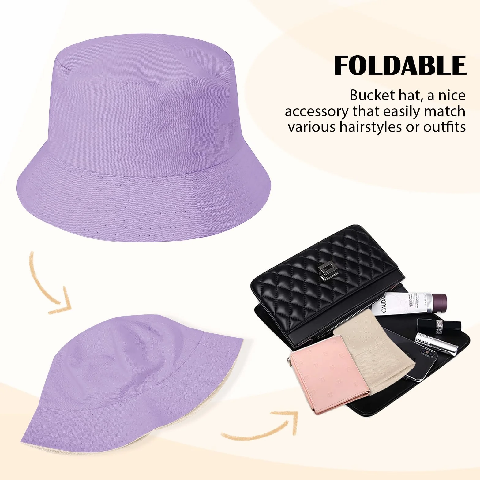 Xnova Bob Chapeaux de Soleil Unisexe Pliable Réversible Anti UV Coton Bucket Hat Corde Coupe-Vent