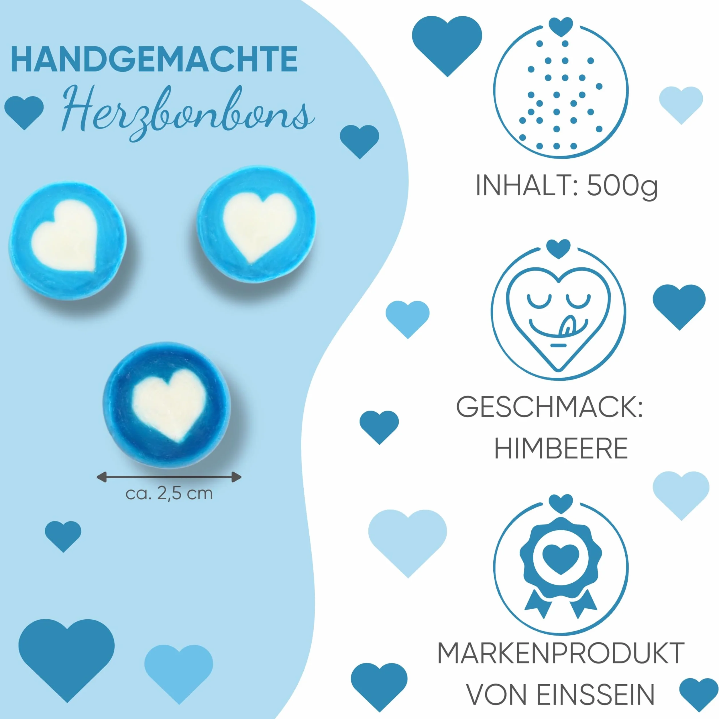 EinsSein Bonbons mariage bleu blanc 500g 130 dragées cœur jungle Cadeaux invités