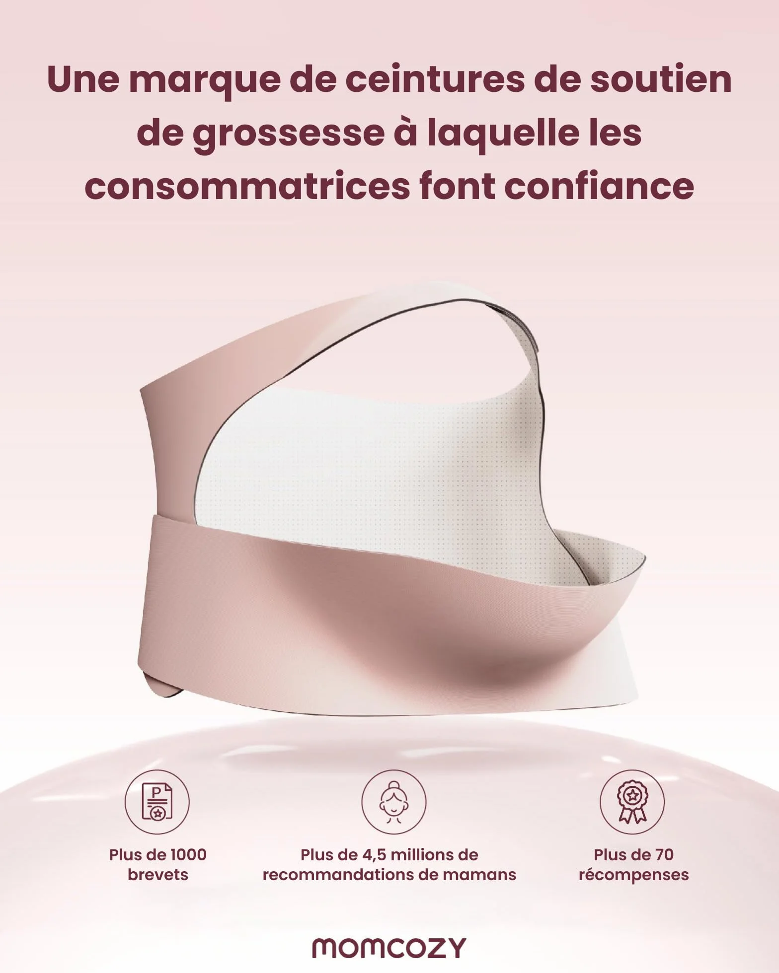 Momcozy Ceinture de Grossesse Ergonomique CozySupport, Soutien Ventre Dos Lombaire Tissu Respirant