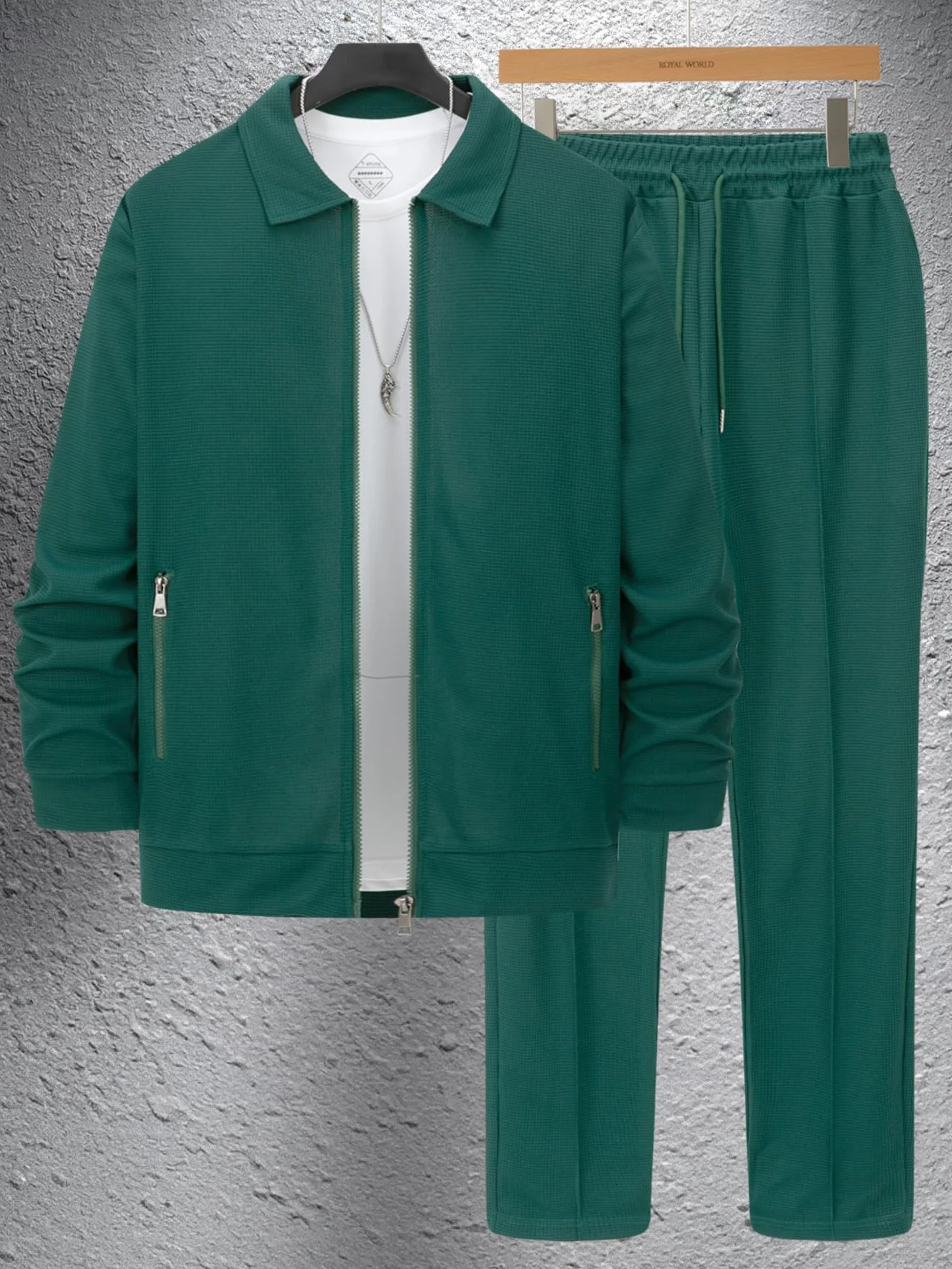 Survêtement Homme Waffle Soft Ensemble Veste Et Pantalon Jogging 2 Pièces