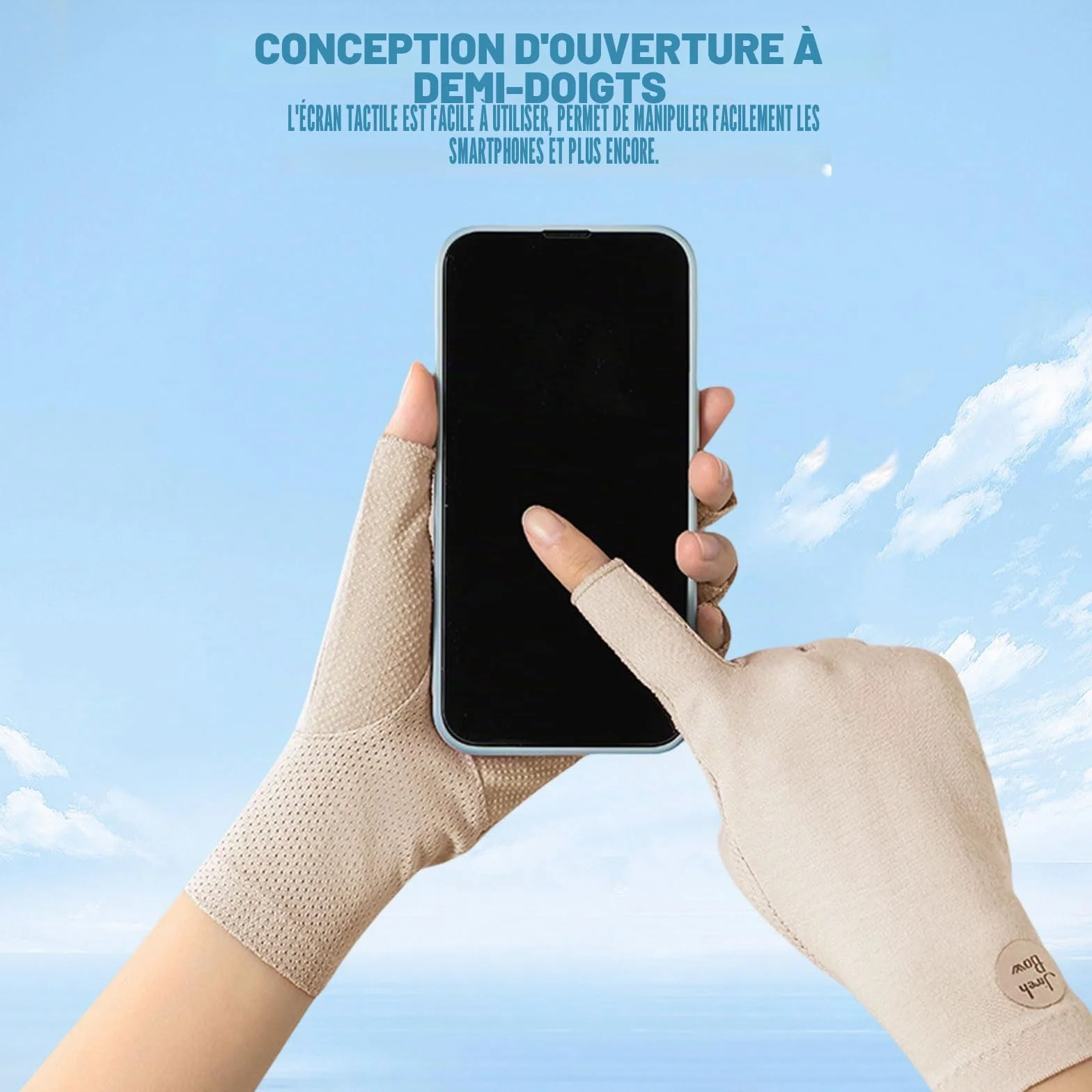 Gants de conduite d'été femme protection UV antidérapants ongles en gel équitation cyclisme