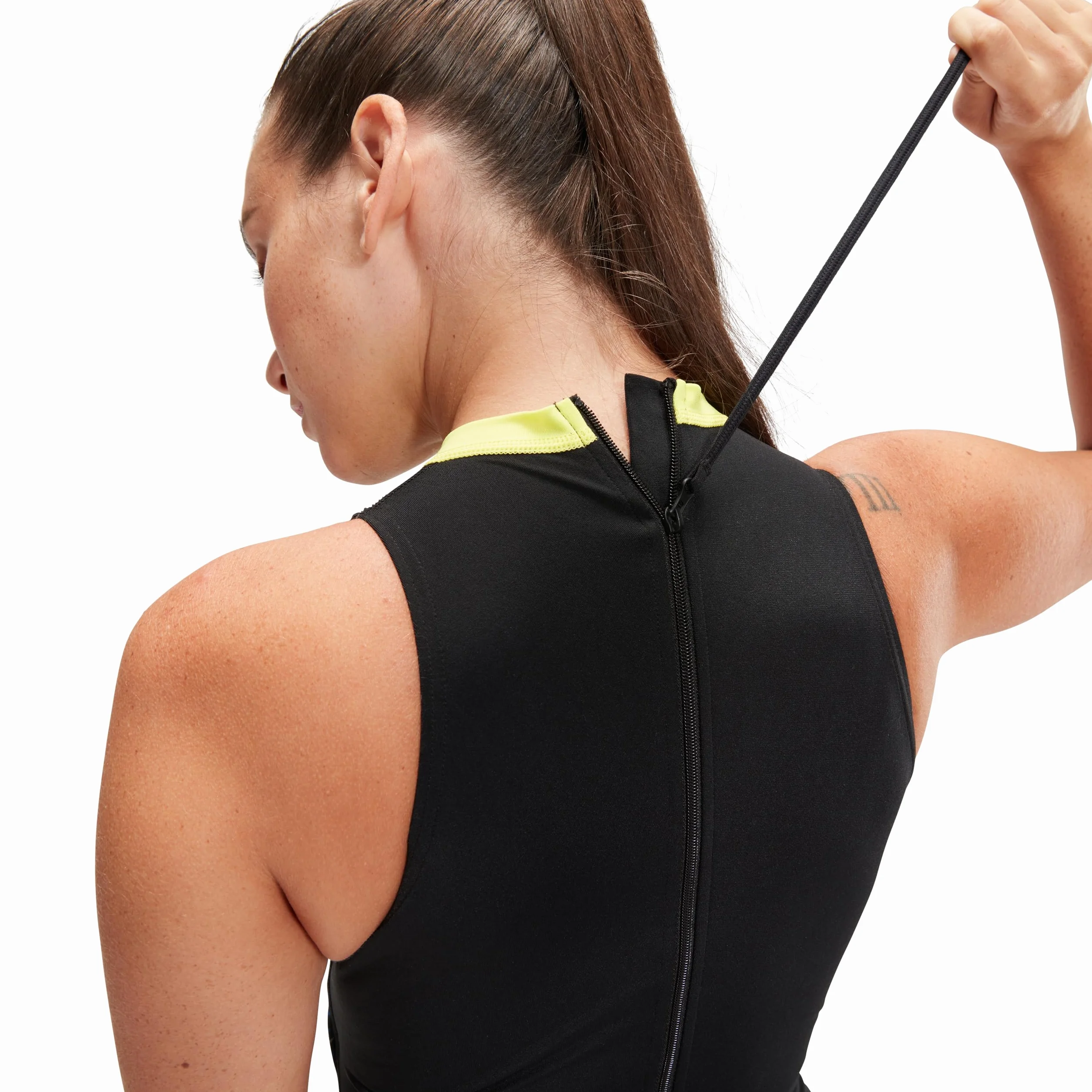 Speedo Maillot de bain Hydrasuit imprimé femme Noir Citron Drizzle