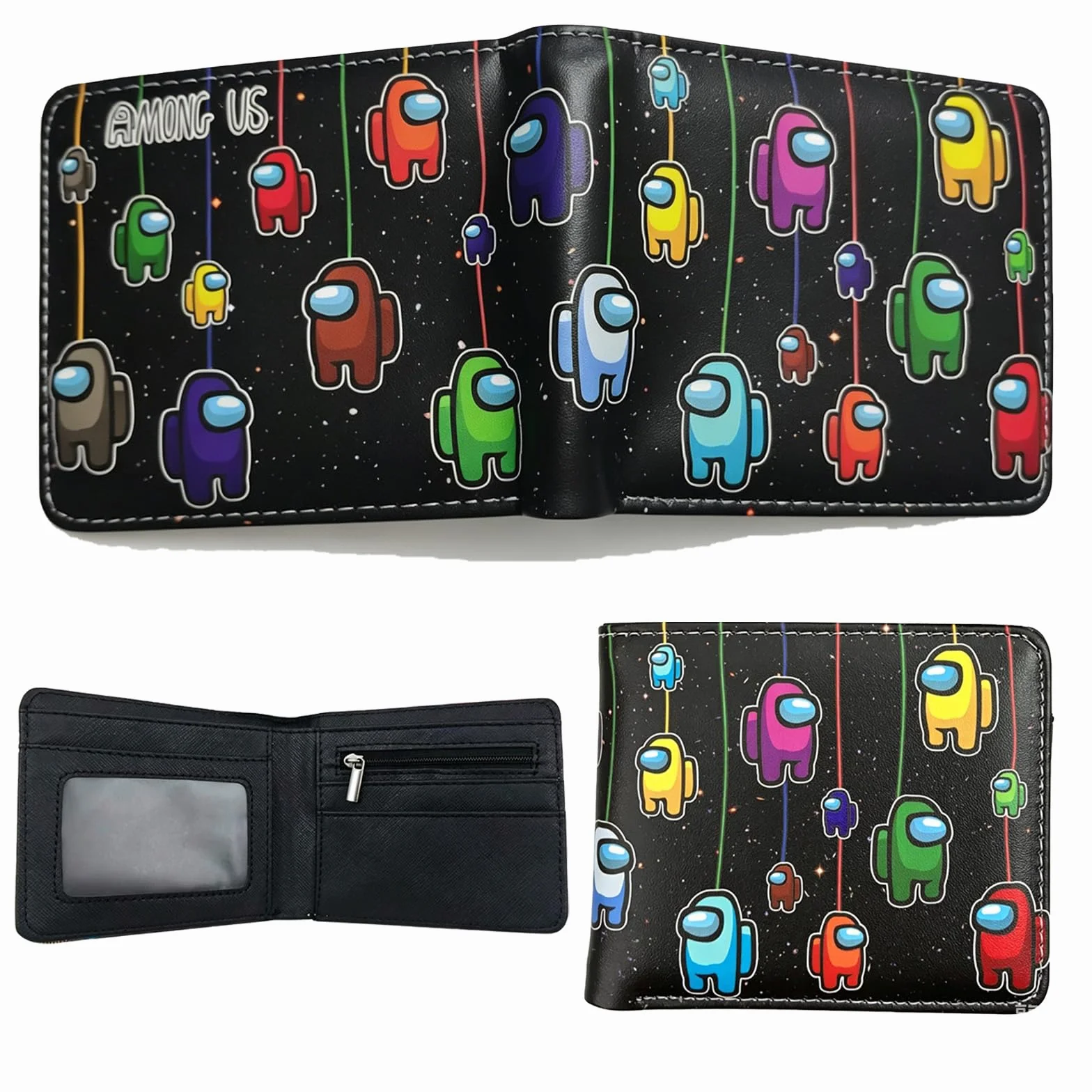 Portefeuille Enfant PU Cuir Noir Porte Monnaie Ado Garçon Plié Cadeau Anniversaire