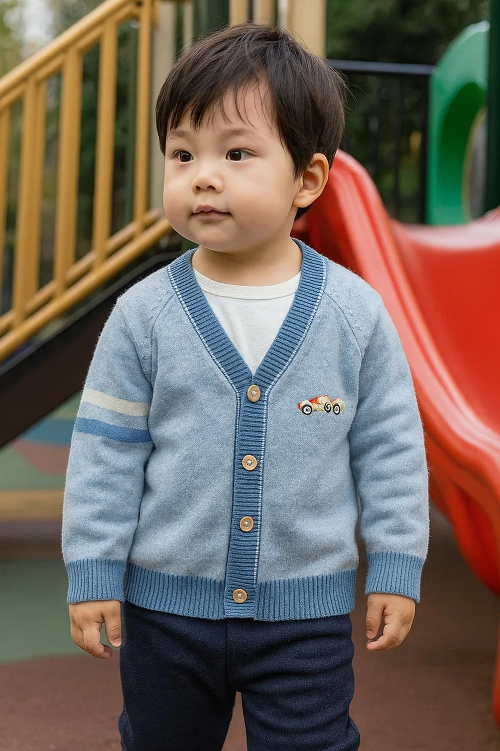 Tout-Petits Garçons Cardigan Pull en Coton à Col en V Veste à Manches Longues Automne Hiver
