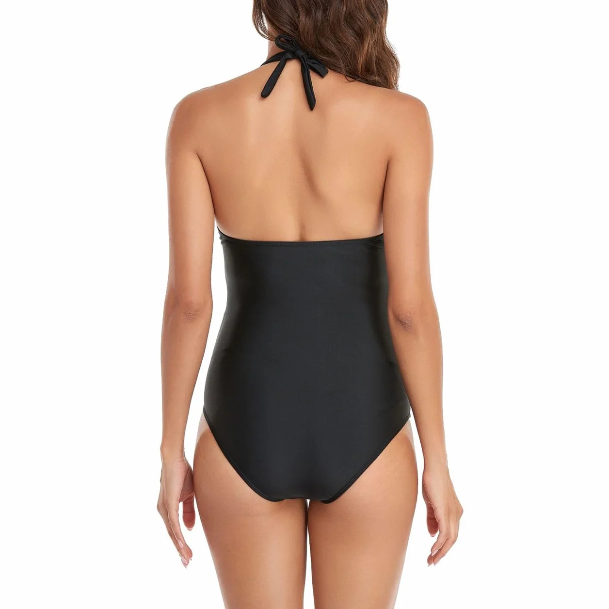 Maillot de Bain de Grossesse Une Pièce avec Bretelles Réglables, Monokini Enceinte Push-up Col en V