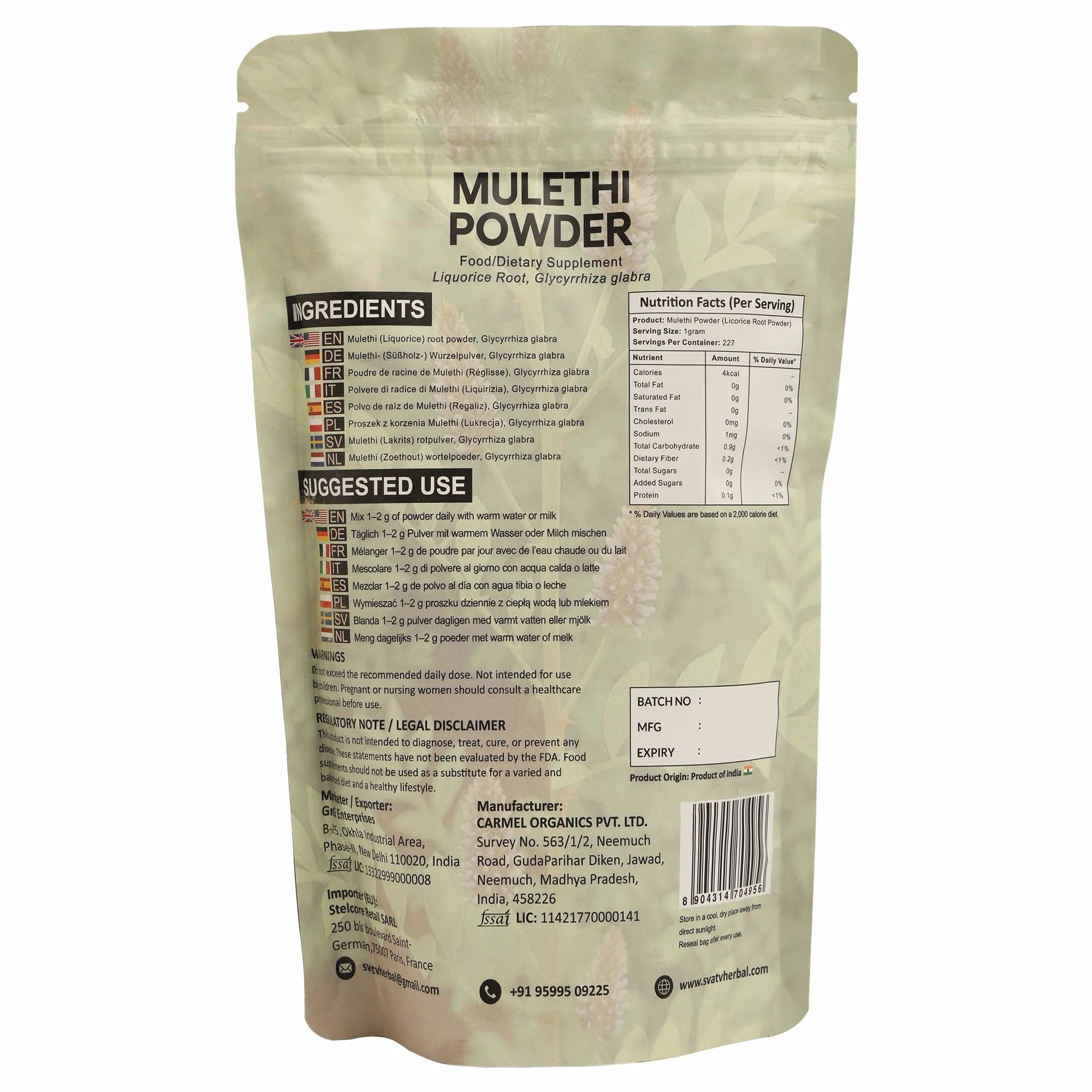 Licorice Powder Poudre De Réglisse Pure Glycyrrhiza Glabra 227g
