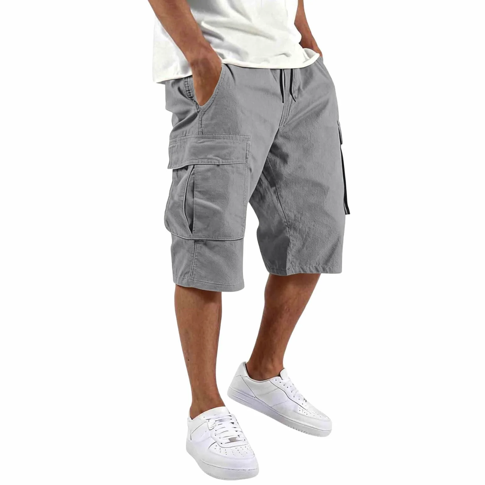 Bermudas Cargo Homme Élastique Militaire Pantacourt Été Léger Court Randonnée Multi-Poches