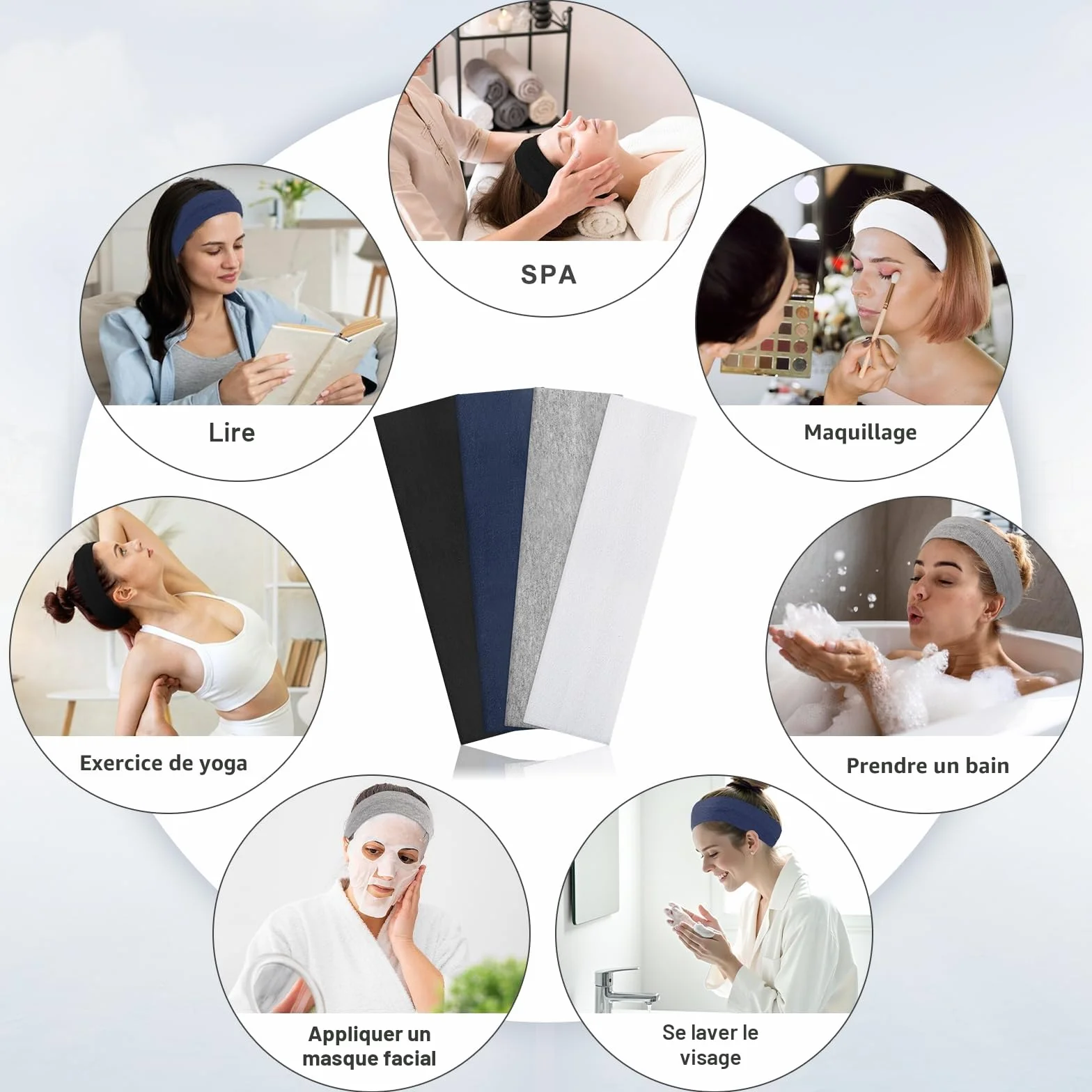 Bandeau Cheveux Sport Femme Homme Antidérapant Headband Running Yoga Fitness 4 Pièces