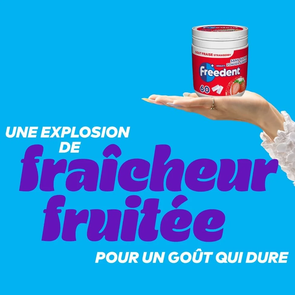 FREEDENT Chewing-gum goût Fraise sans sucres 60 dragées 84g
