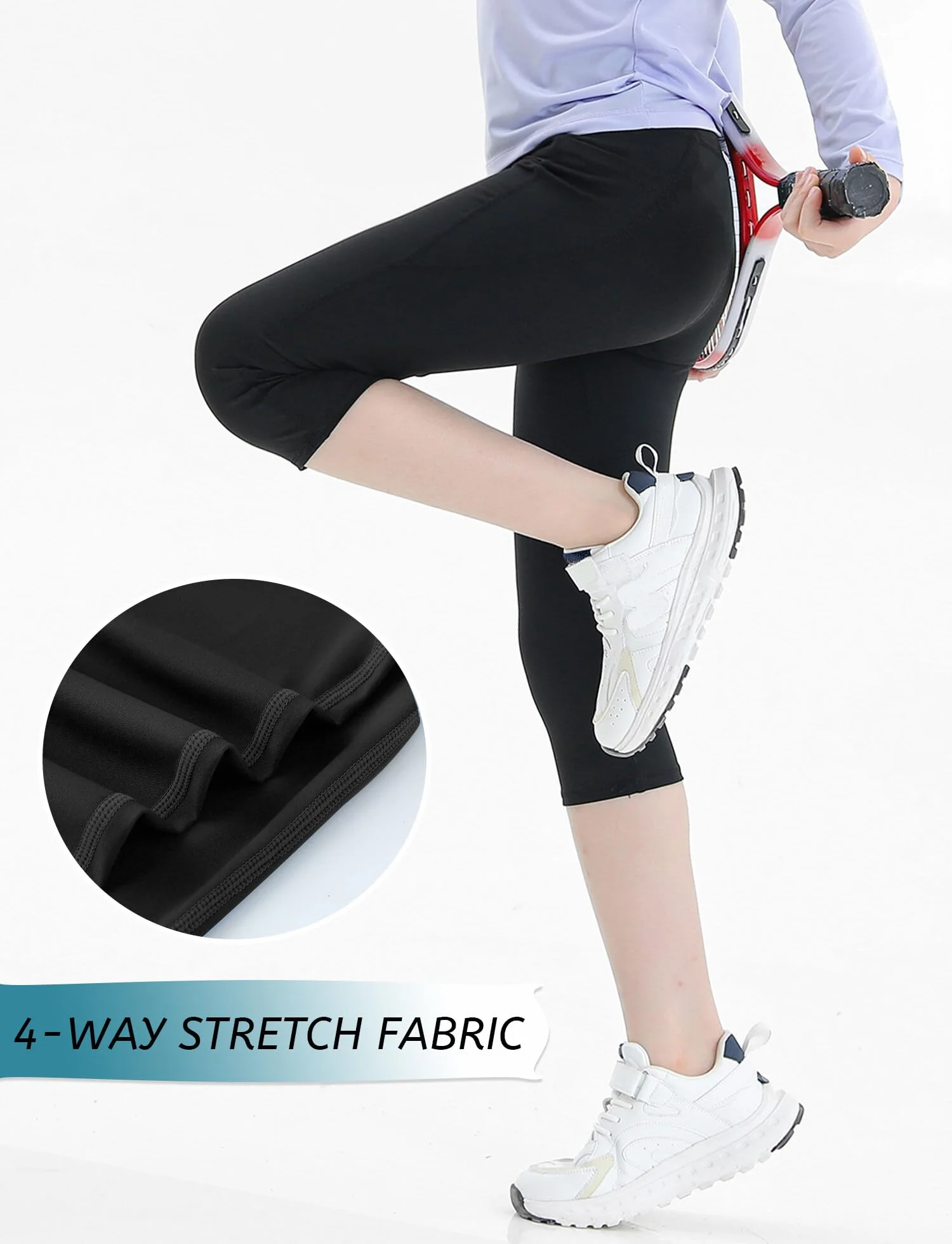 SEAUR Pantacourt Legging Sport Fille 4-12 Ans Leggings Enfant Gym Fitness Yoga 100-150CM