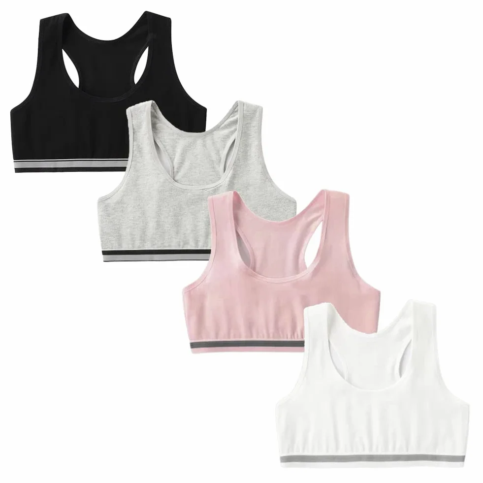 FedMois Brassières Soutiens-Gorge de Sport Fille Coton Lot de 4