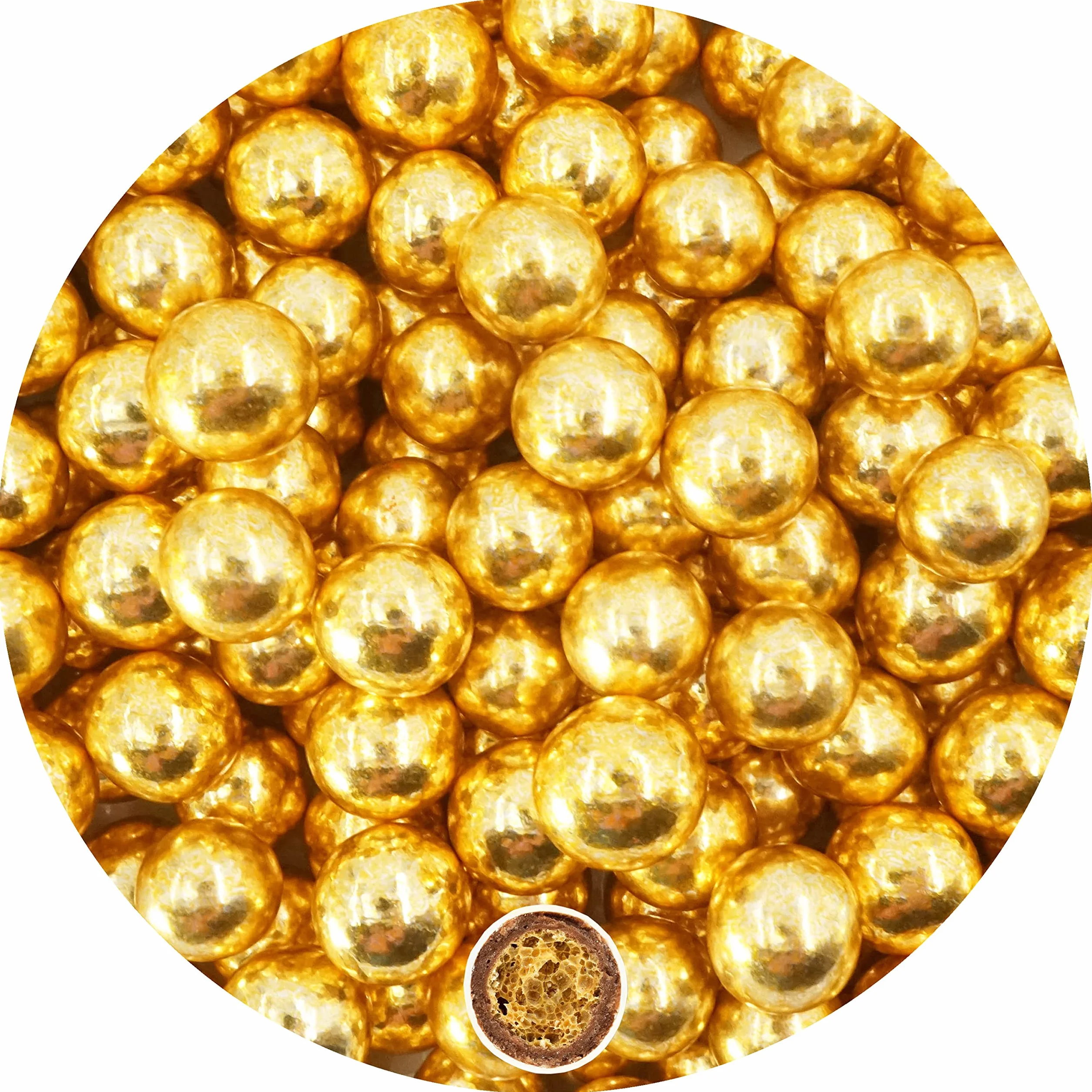 EinsSein 0,35kg Crispy chocolat Dragees mariage grand or brillant - ca.1,8 cm perles - dragées baptême communion amandes feter et recevoir fêter de fete couleur pas cher aux bombe tag
