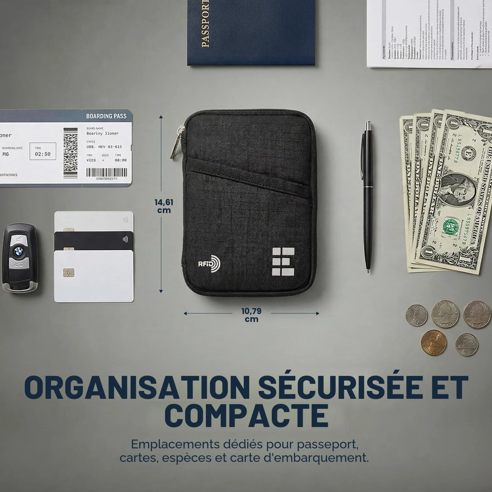 Portefeuille Passeport Zero Grid Voyage RFID