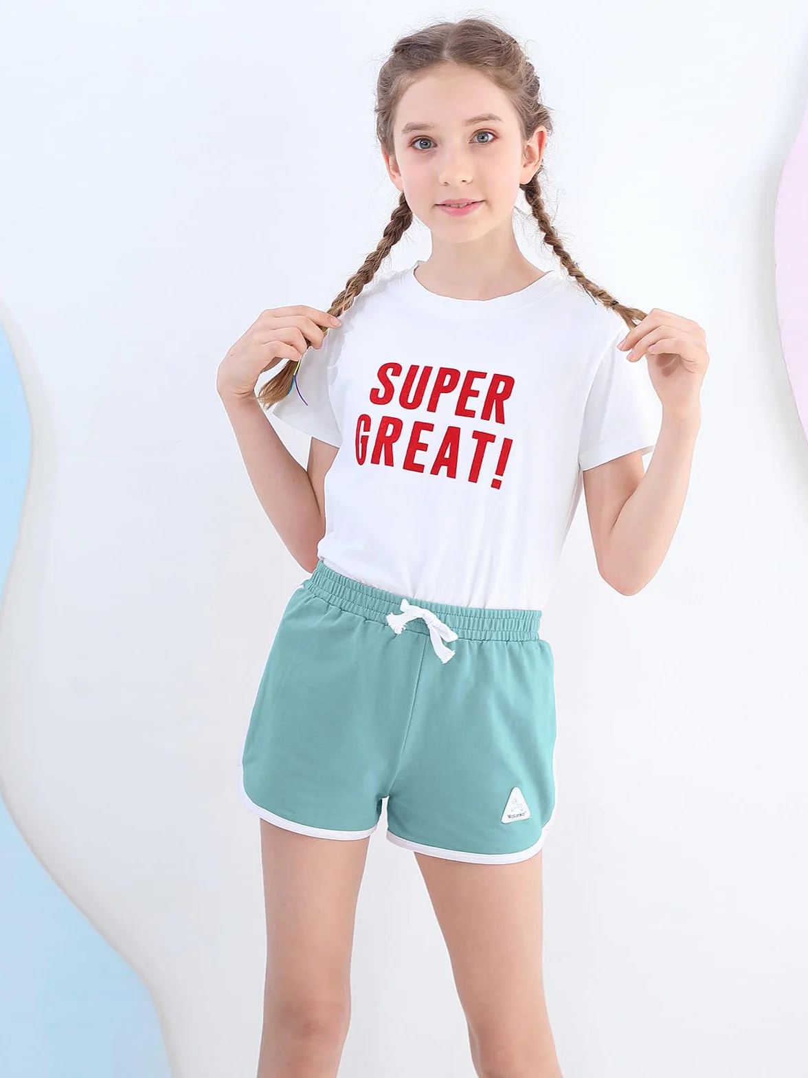 Rolanko Enfant Shorts Fille Sports Coton Danse Short Gymnastique Été D'entraînement Hot Pant pour La Course