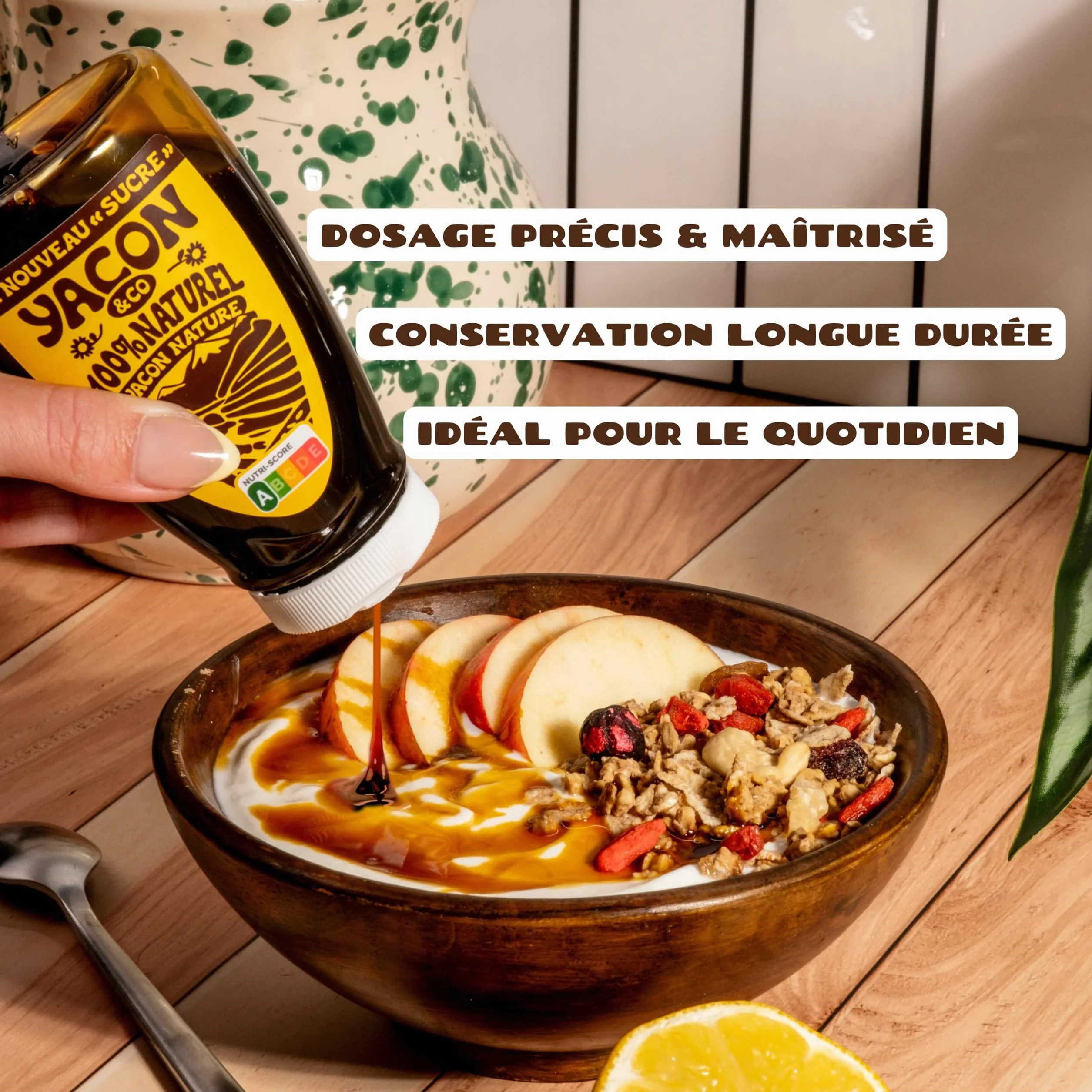 Yacon&co Sirop Squeeze - Alternative naturelle au sucre - Sans conservateur - Fabriqué en France - IG le plus bas du marché - Riche en prébiotiques - Fort pouvoir sucrant - Texture miel - Vegan,Keto