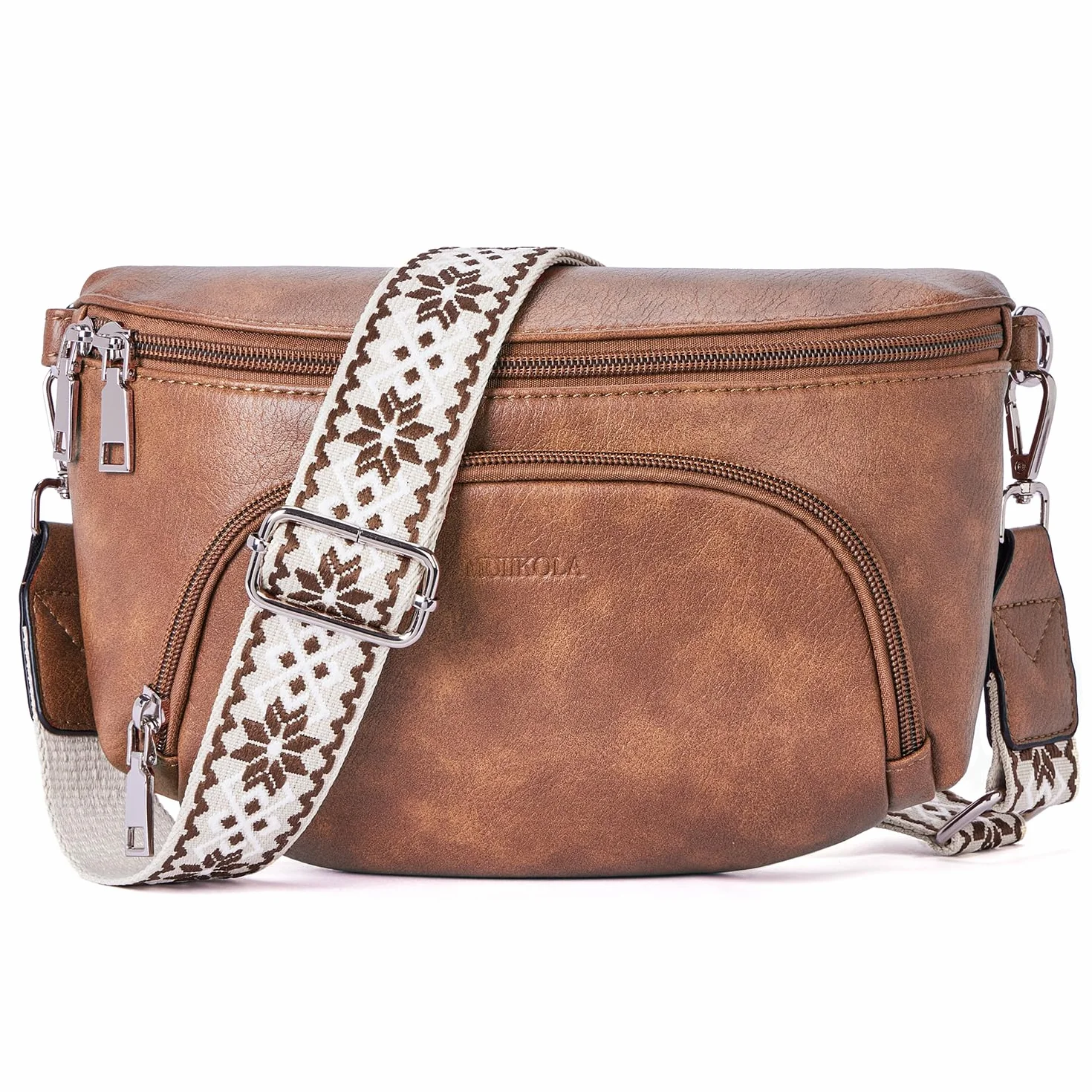Sac à bandoulière femme cuir végétalien RFID poche poitrine sangle réglable
