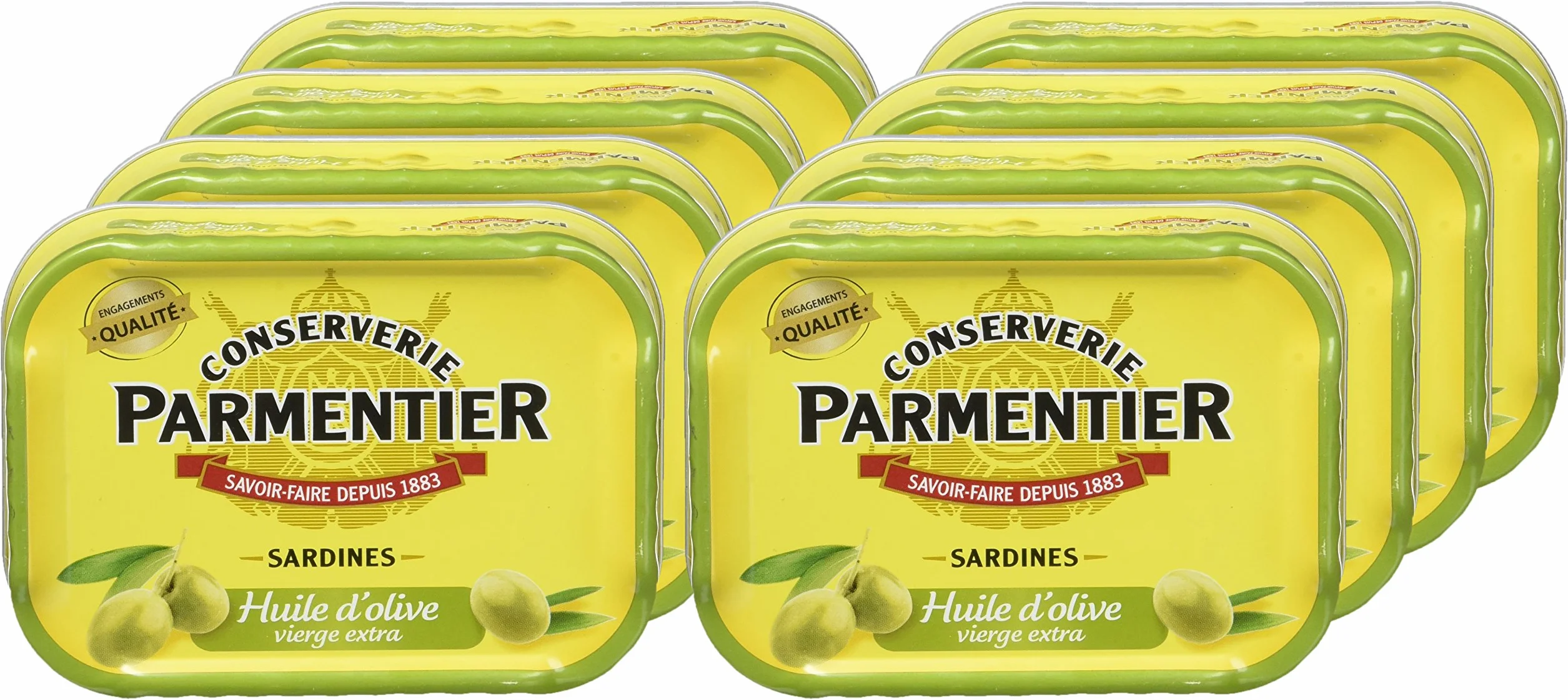 Parmentier Sardines à l'Huile d'Olive Vierge Extra 135 g - Lot de 8