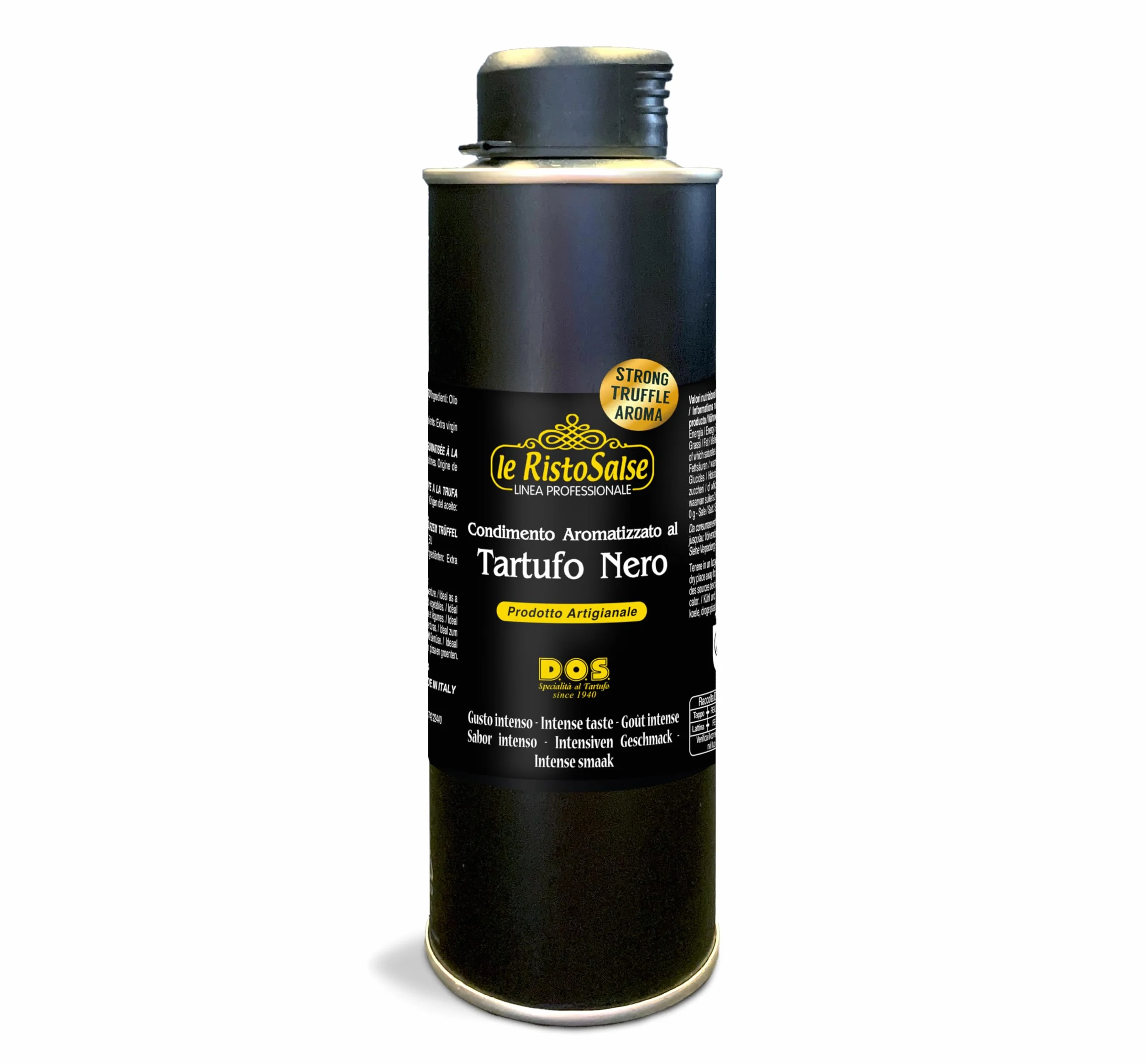 Préparation Culinaire à Base d’huile Aromatisée a La Truffe Noire 250ml | Vinaigrette artisanale et Italienne | D.O.S. Specialità al Tartufo since 1940