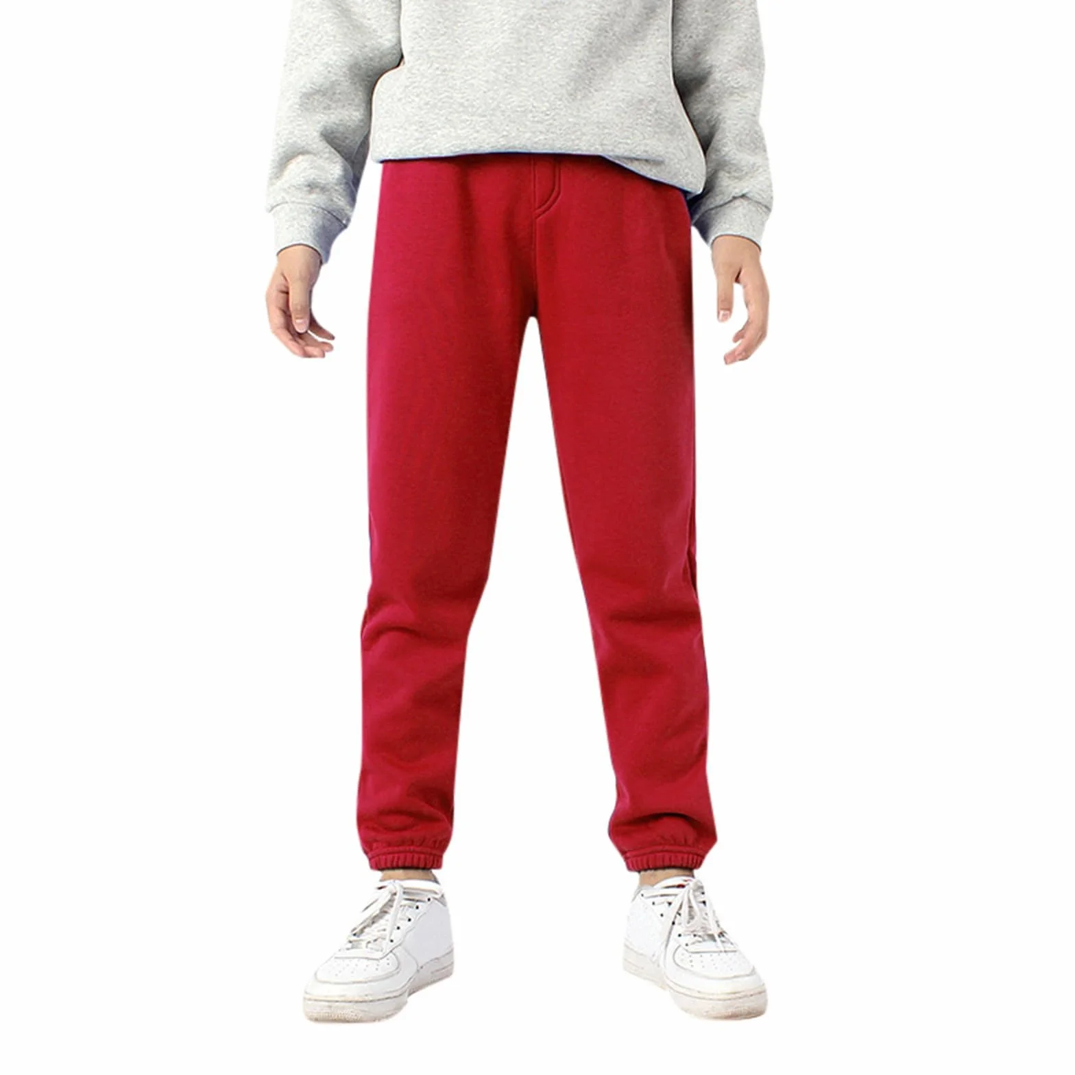 Pantalon de jogging garçon coton taille élastique poches confortable coupe ajustée B12