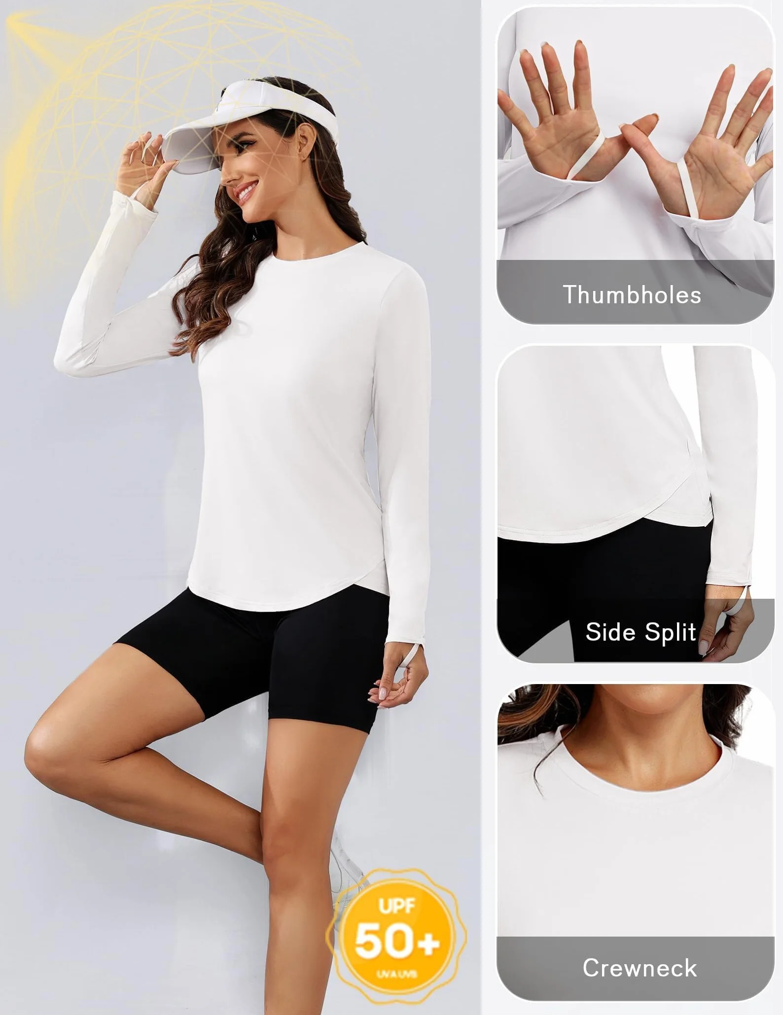 PINSPARK Chemise de Sport Femme UPF 50+ T-Shirt à séchage Rapide Manches Longues Yoga Top Rashguard